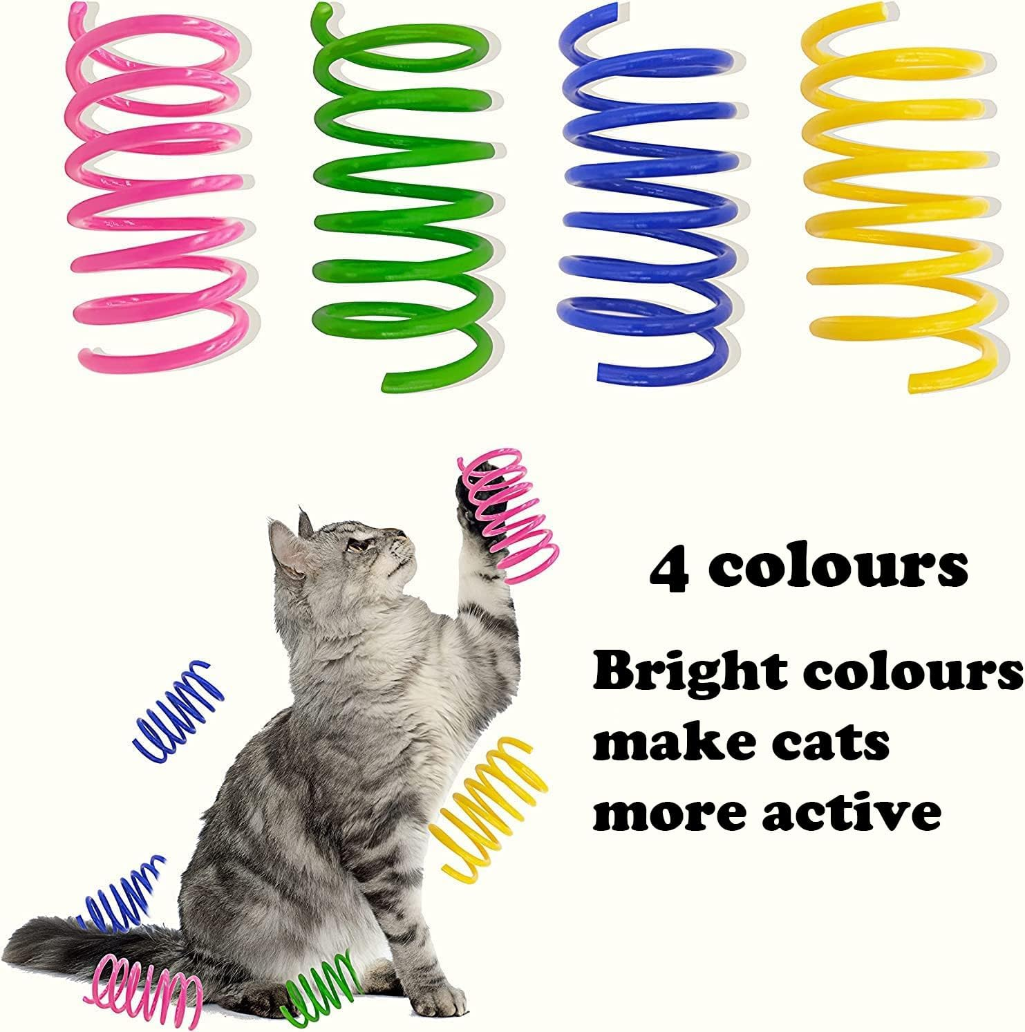 Cat Spring Toys 30 Pack Spiral Springs for Indoor Cats, Colorful Plastic Spring Horns Attract Cats to Knock, Bite, Hunt, Interactive Cat Toys and Kittens image number 1