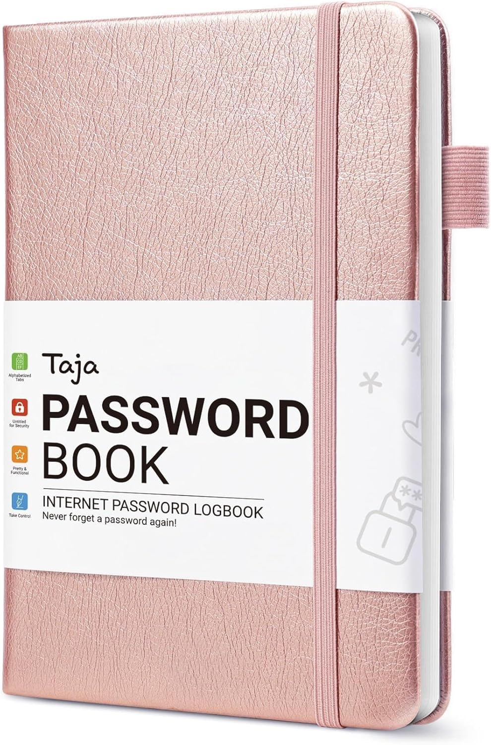 Taja Password Keeper Book with Alphabetical Tabs，Small Password Books for Seniors, Password Notebook for Internet Website Address Log in Detail, Password Logbook to Help You Stay Organized - Flower