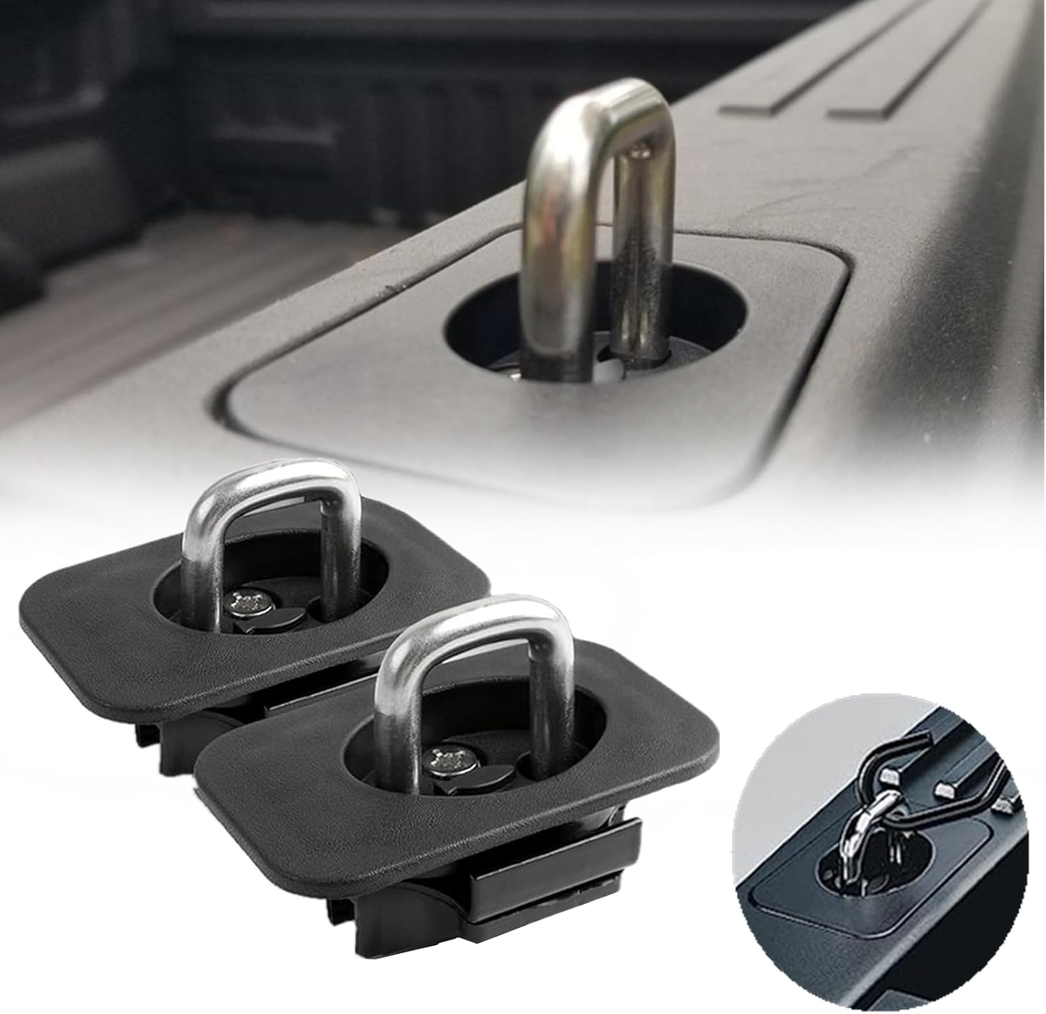 RESTBONE Retractable Truck Bed Tie down Anchors Compatible with 2015-2024 Ford F150, 2017-2024 Ford Super Duty, 2017-2024 Raptor, Automotive Exterior Accessories, 2 Pack image number 1