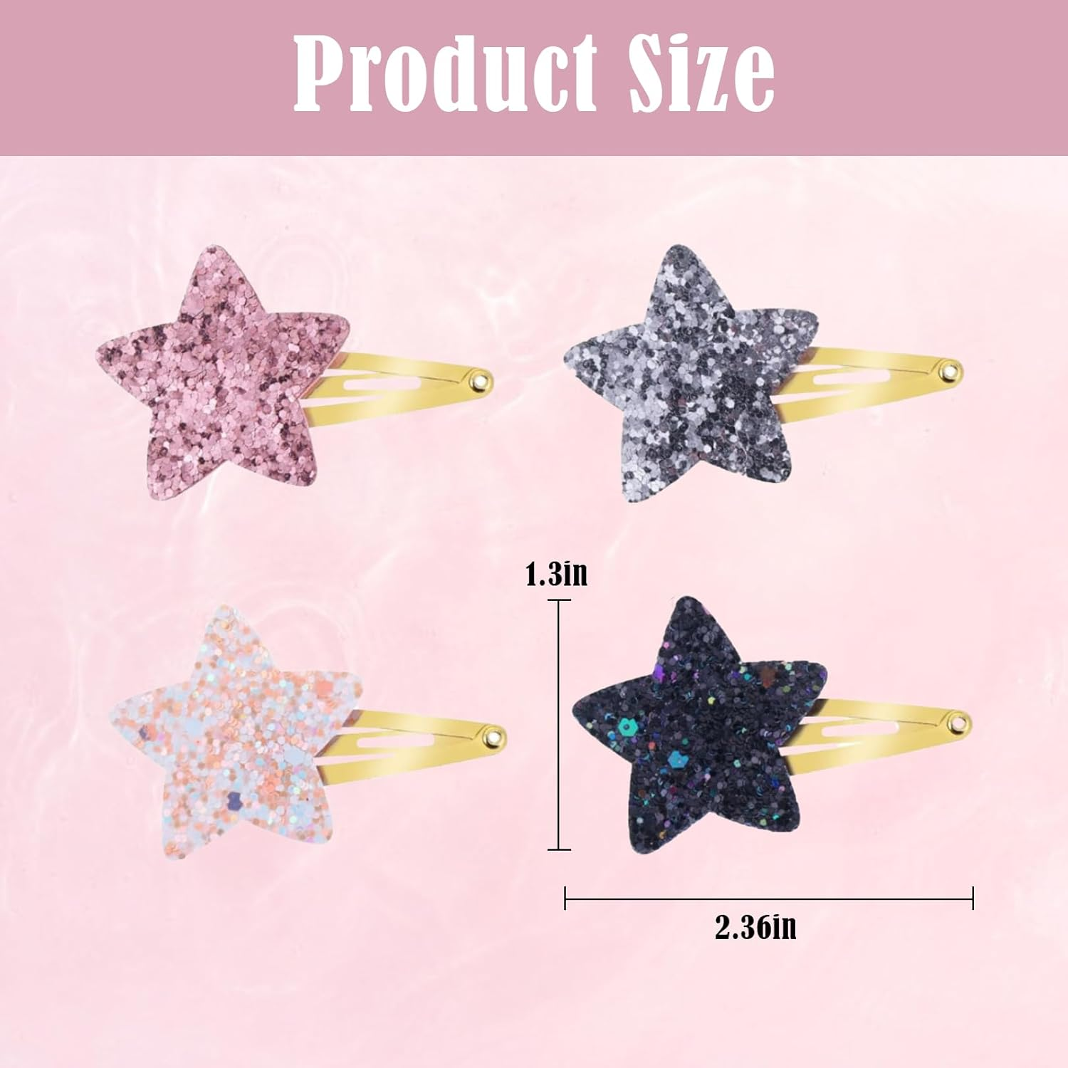 Glitter Star Hair Clips Girls, 8 Pieces Cute Star Hair Clips Metal Snap Hair Clips Girls, Pentagram Hair Clips Y2K Accessories for Toddlers Women Girls Party Birthday Hair Clips Styling