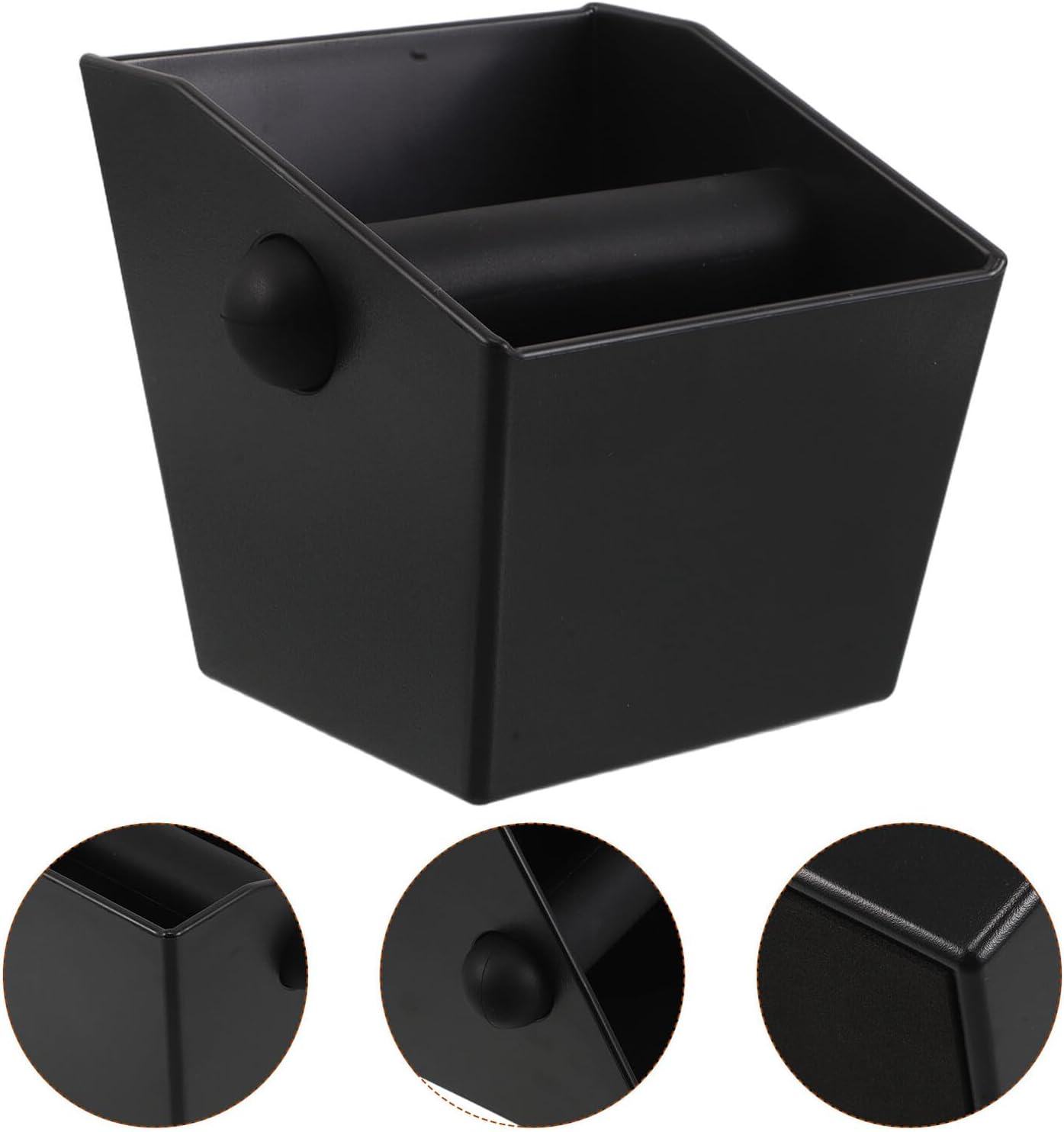 LALADEFIEE Espresso Coffee Grounds Knock Box Large Capacity Square Coffee Knock Container Removable Knocking Bar Non-Slip Base Black for Home and Office Use image number 2