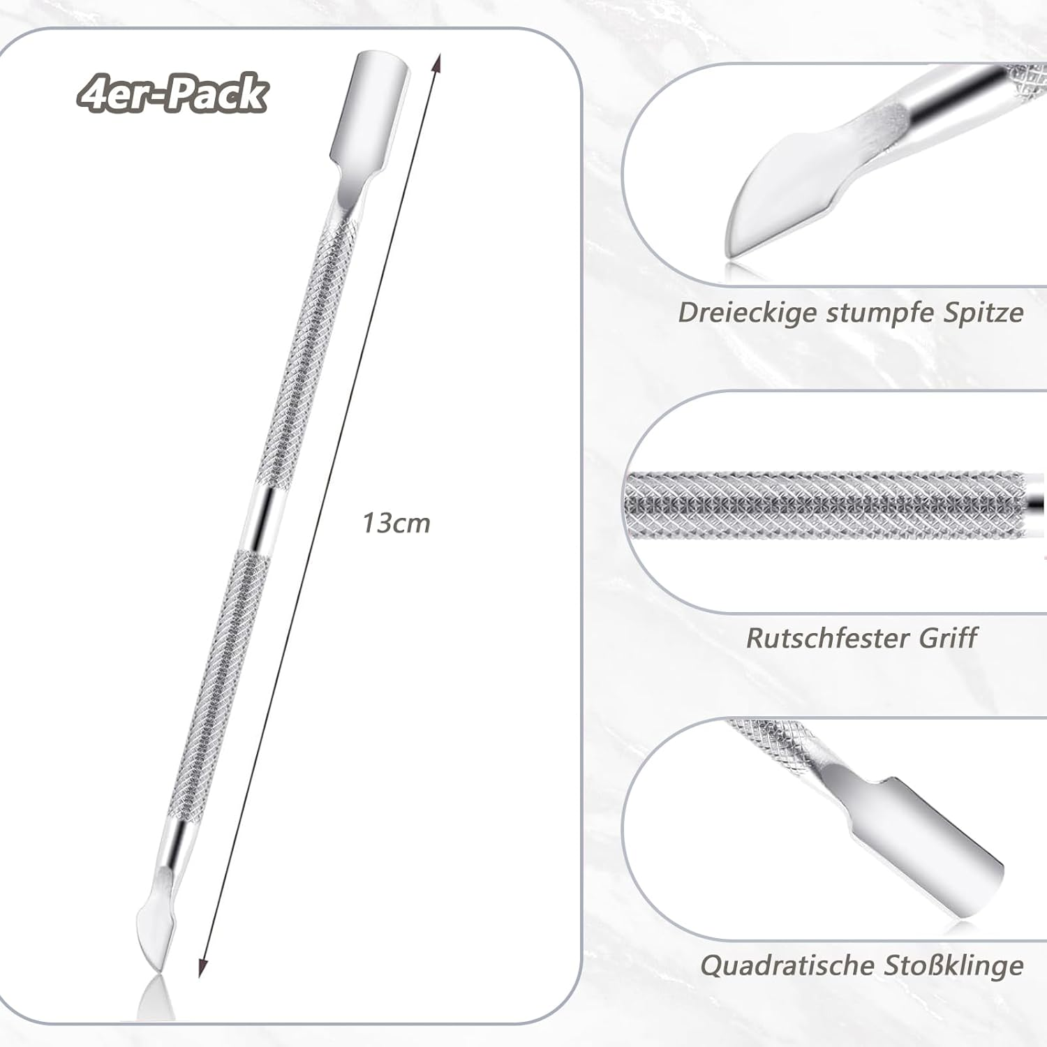 CALLYSONIC, Cuticle Pusher, Cuticle Remover, Gel Nail Accessories, Nail Accessories, 2 in 1, Cuticle Pusher 2 Sides, for Manicure, Pedicure, Nail Cleaning, Gel Nail Polish, Pack of 4 image number 2