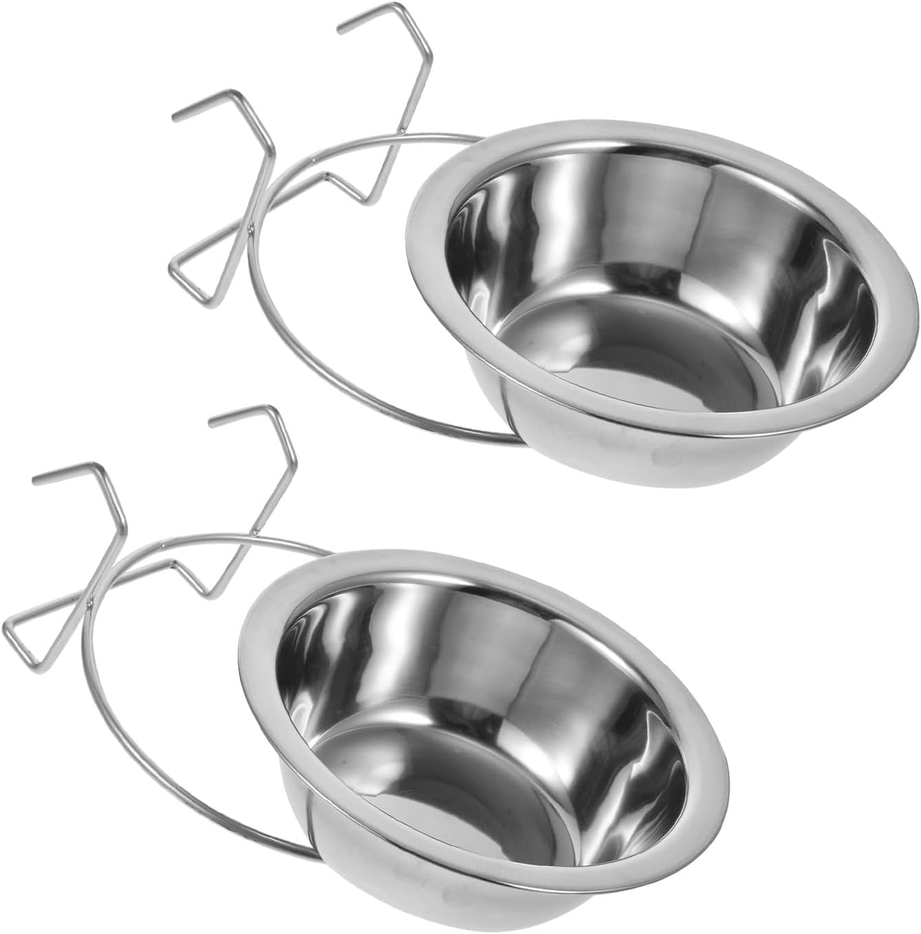 2 Pcs Stainless Steel Dog Crate Water Bowl, Dog Feeder Food Holder Puppy Bowls, Hanging Dog Bowls for Kennel outside or inside (8 Oz) image number 6
