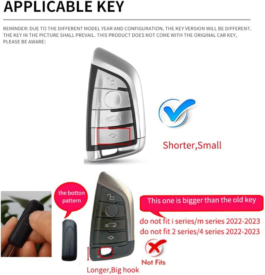 Ontto Suede Car Key Fob Cover Fit for BMW 2 3 5 6 7 8 Series X1 X2 X3 X4 X5 X6 X7 Z4 G29 G20 G32 GT G11 F39 Leather Smart Key Case Keyring Shell Key Holder Keychain Styling Accessories Black 2 image number 2