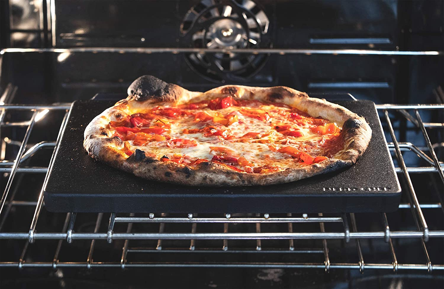 Nerdchef Speed Steel - High Performance Pizza Baking Stone | Integrated Backstop & Handles | Heating Fins (13.5" X 14.5" X .90" Thick) image number 3