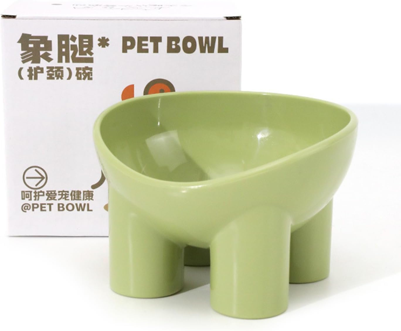 GDGZJJD Cat Bowl with Elephant Foot Base - Non-Slip Raised Plastic Pet Bowl Protects Your Pet'S Spine, Ideal for Cats, Puppies and Small Pets (Green)