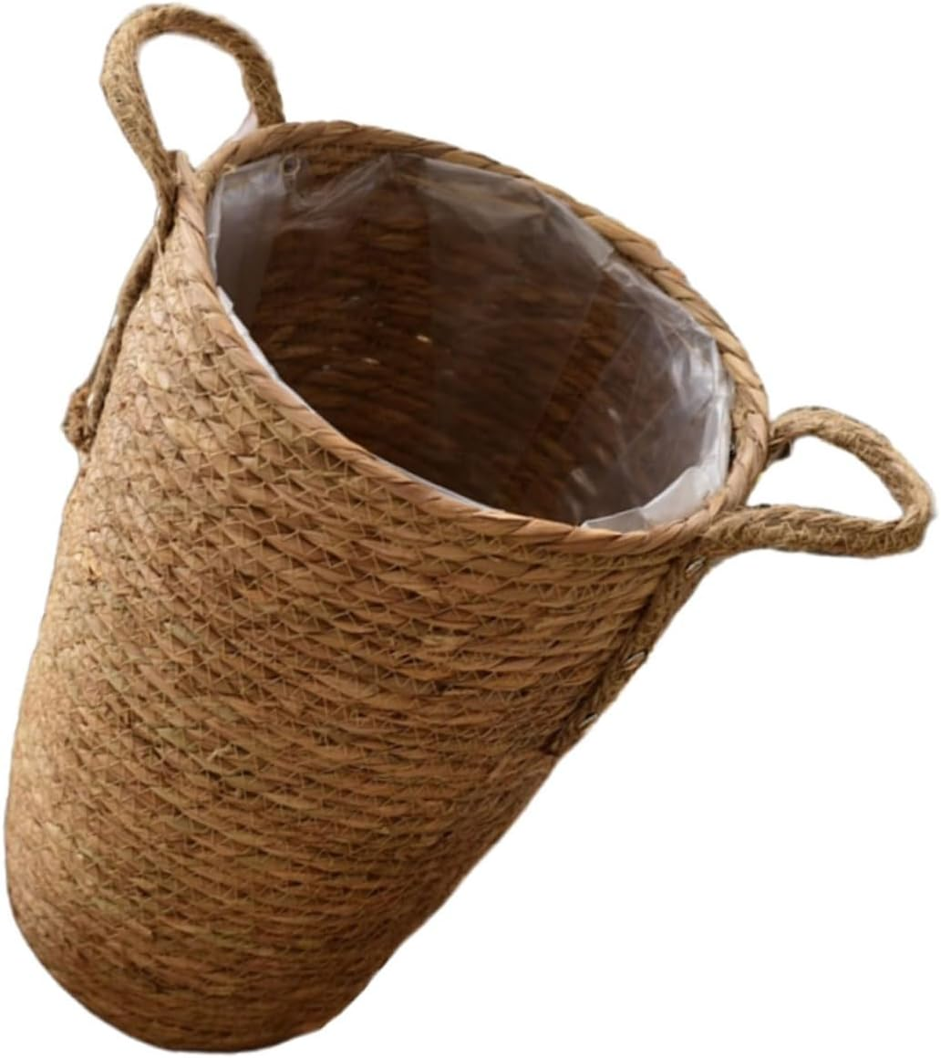 Alipis Handmade Woven Flower Basket Decorative Storage Pot for Organizing Toys Crafts and Supplies Rustic Rattan Planter for Home Decor and Indoor Gardening image number 6