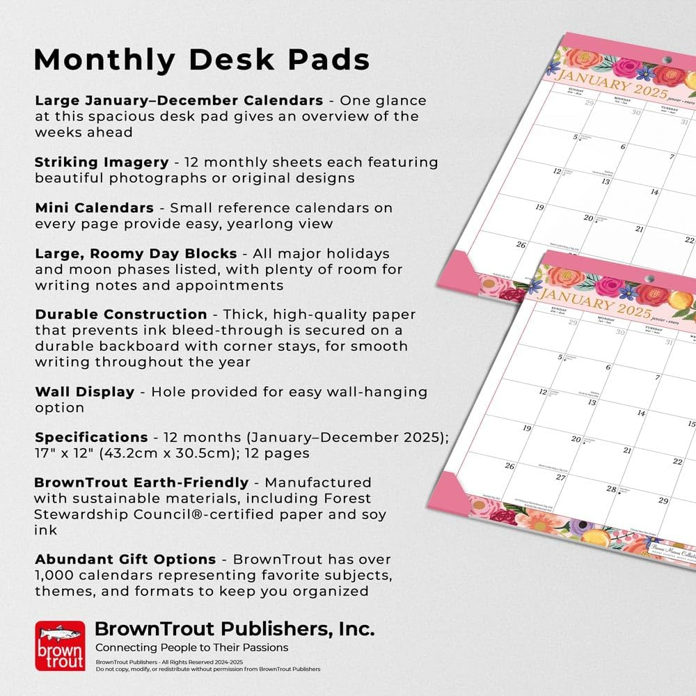 Bonnie Marcus OFFICIAL | 2025 17 X 12 Inch Monthly Desk Pad Calendar | Browntrout | Fashion Designer Stationery