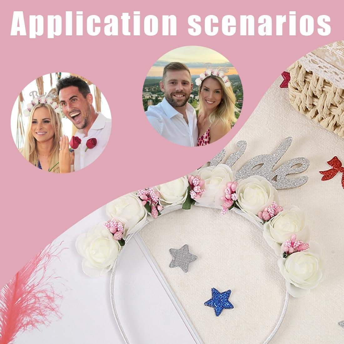 AYVRUOP Bride Headband, Bachelor Party Women'S Headband, Bride to Be Hair Accessories, Bride Headpiece, Fashionable and Beautiful, Perfect for Bridal and Wedding Wear, Silver, Large