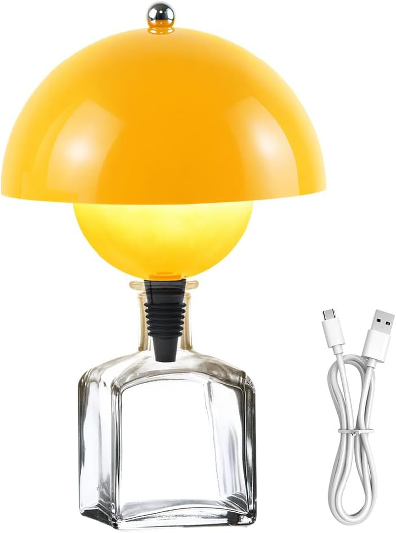CEWROM Rechargeable Bottle Lamp Attachment LED Rechargeable, 3 Adjustable Colour Temperature Modes, Touch Bottle Lamp, Wireless USB Rechargeable Table Lamps, for Restaurant, Bedroom, Garden (Yellow)