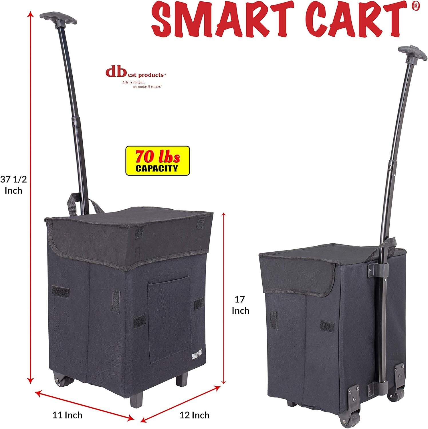 Dbest Products Smart Cart Rolling Multipurpose Collapsible Basket Scrapbooking Blackout image number 3