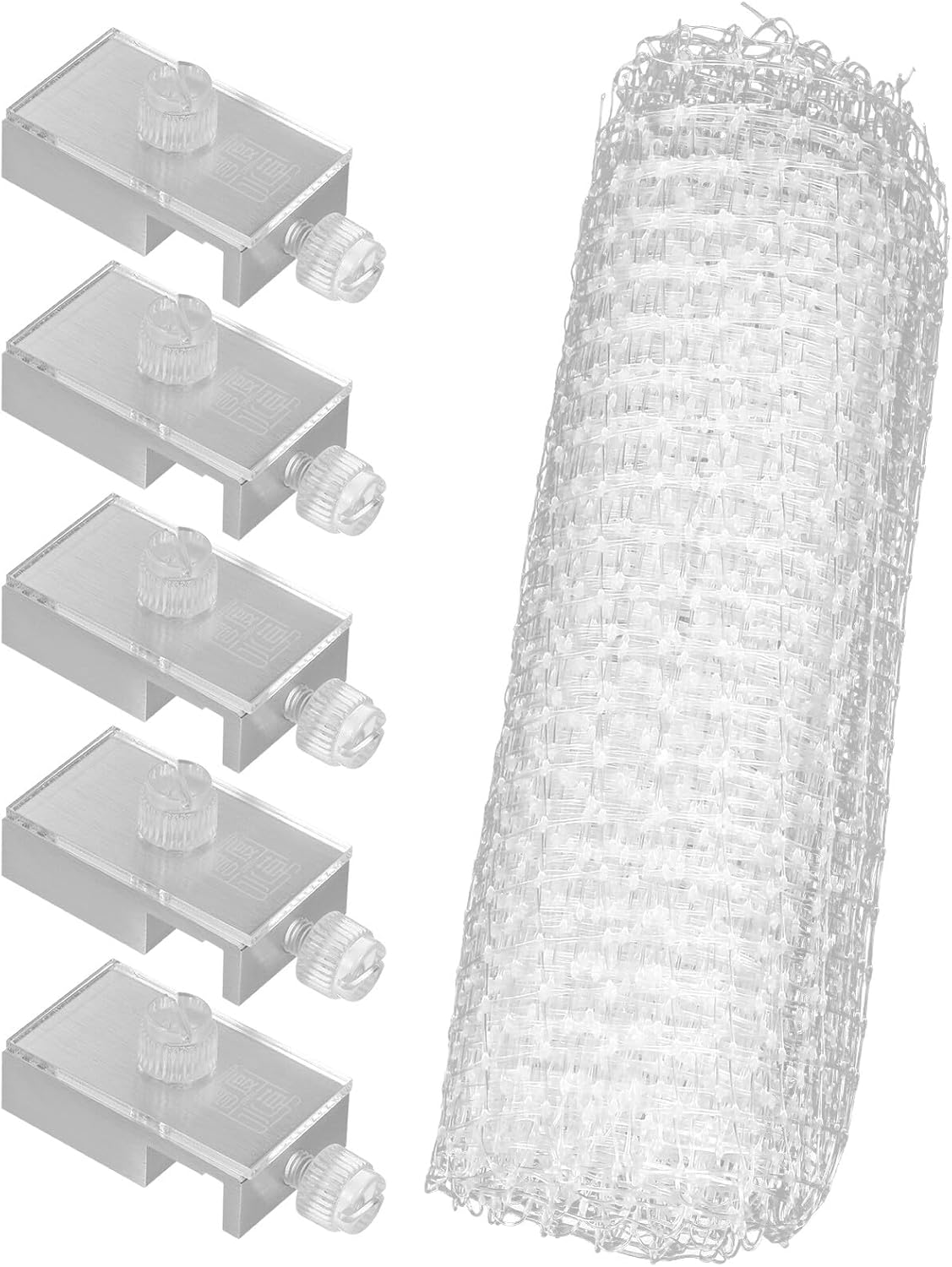 Levemolo 1 Set Fish Tank Mesh Lid 5 Clips Adjustable Anti-Jump Net Cover Comfortable Texture for Fish Jumping Prevention and PET Escape Protection Random Style