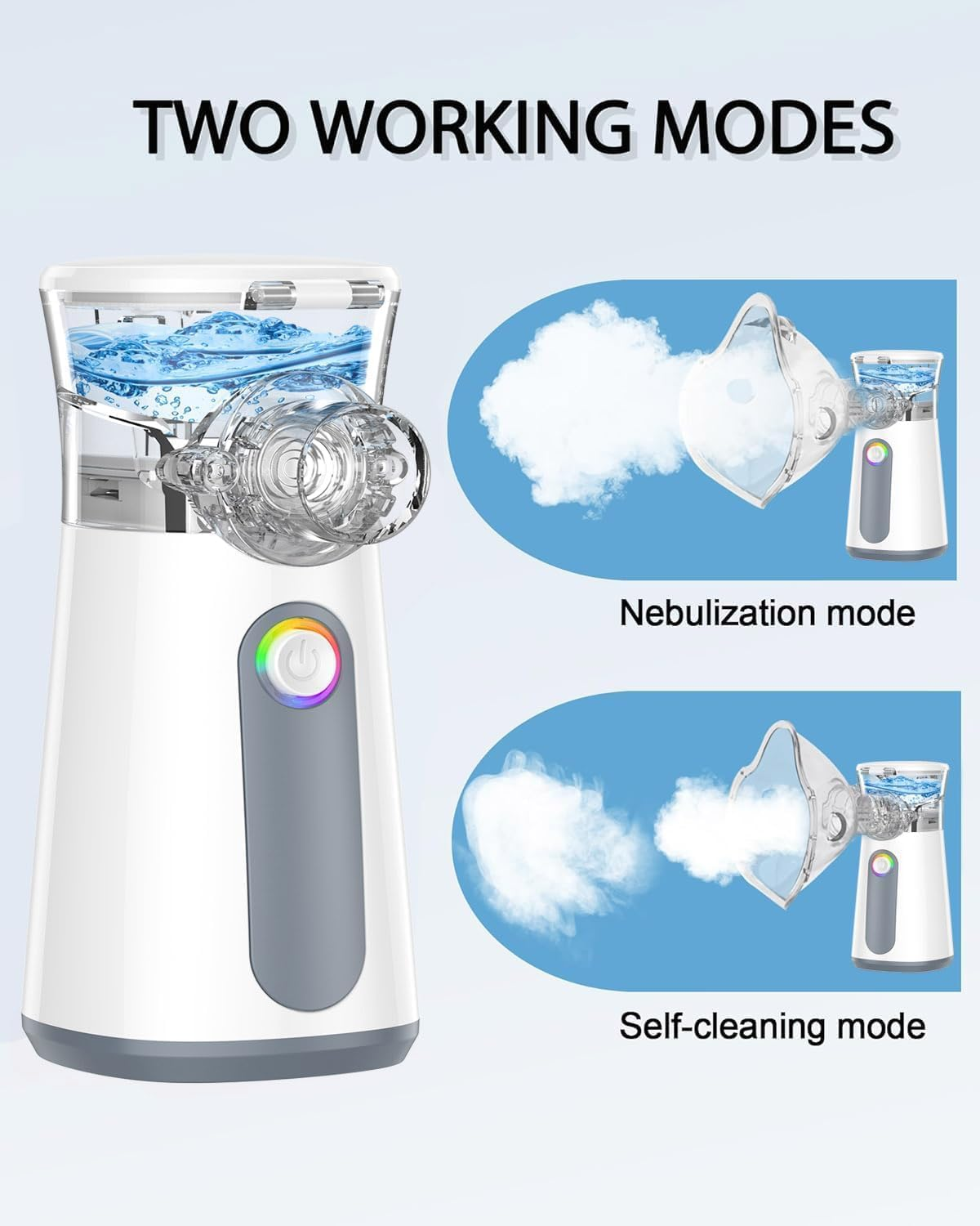 Portable Mesh Ne-Bulizer Machine for Kids Adults - Rechargeable Mini Spray Ne-Buliser Handheld Machine Silent Efficient Atomization for Home & Travel Use (White) image number 4