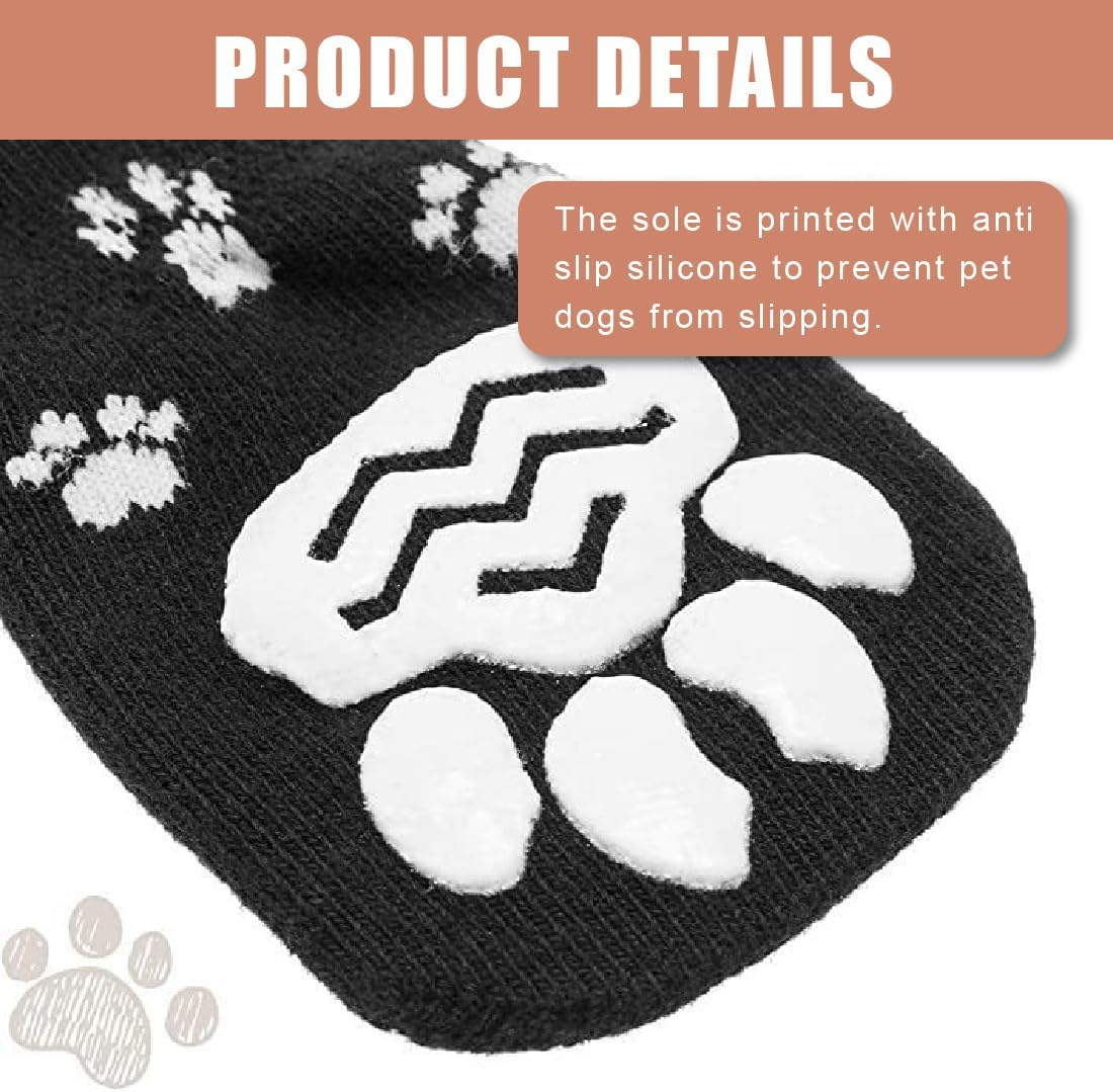 2 Pairs of Indoor Non-Slip Dog Socks Soft and Adjustable Paw Protection for Dogs with Pull Control Suitable for Use on Indoor Wooden Floors (Medium) image number 4