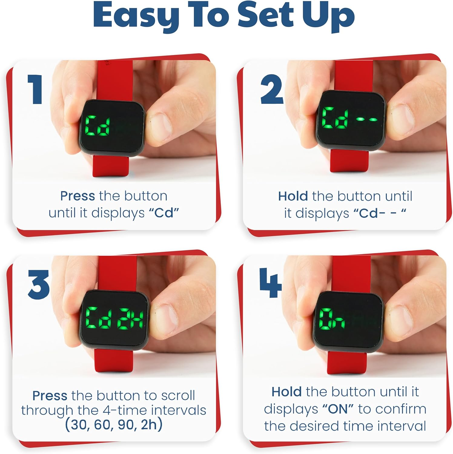 Potty Training Watch for Kids V2 &ndash; a Water Resistant Potty Reminder Device for Boys & Girls to Train Your Toddler with Fun/Musical & Vibration Interval Reminder with Potty Training Ebook (Racer Red) - Navy image number 7