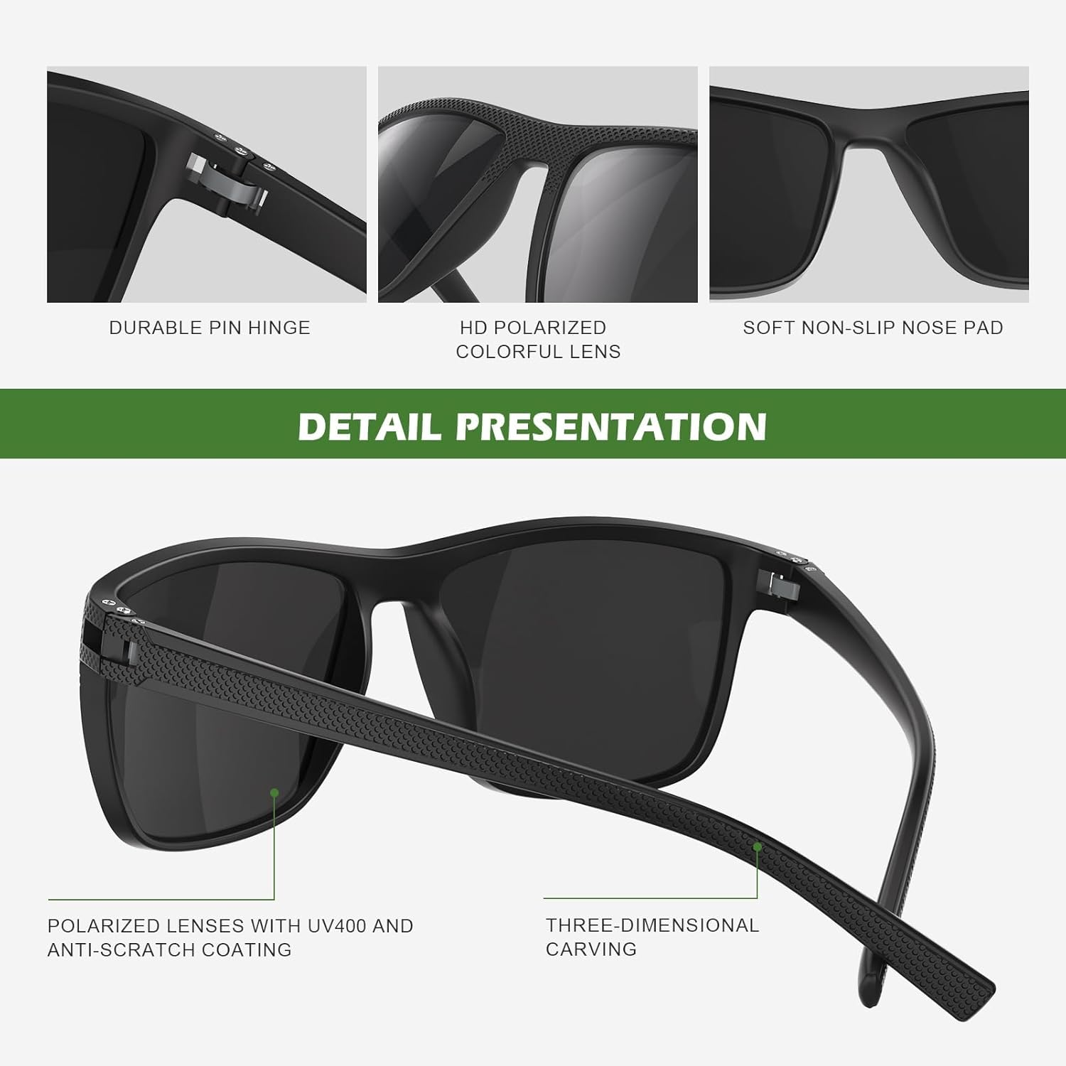 Fanshen Polarized Sports Sunglasses for Men, UV Protection Lightweight Sun Glasses for Driving Fishing Golf Cycling image number 3
