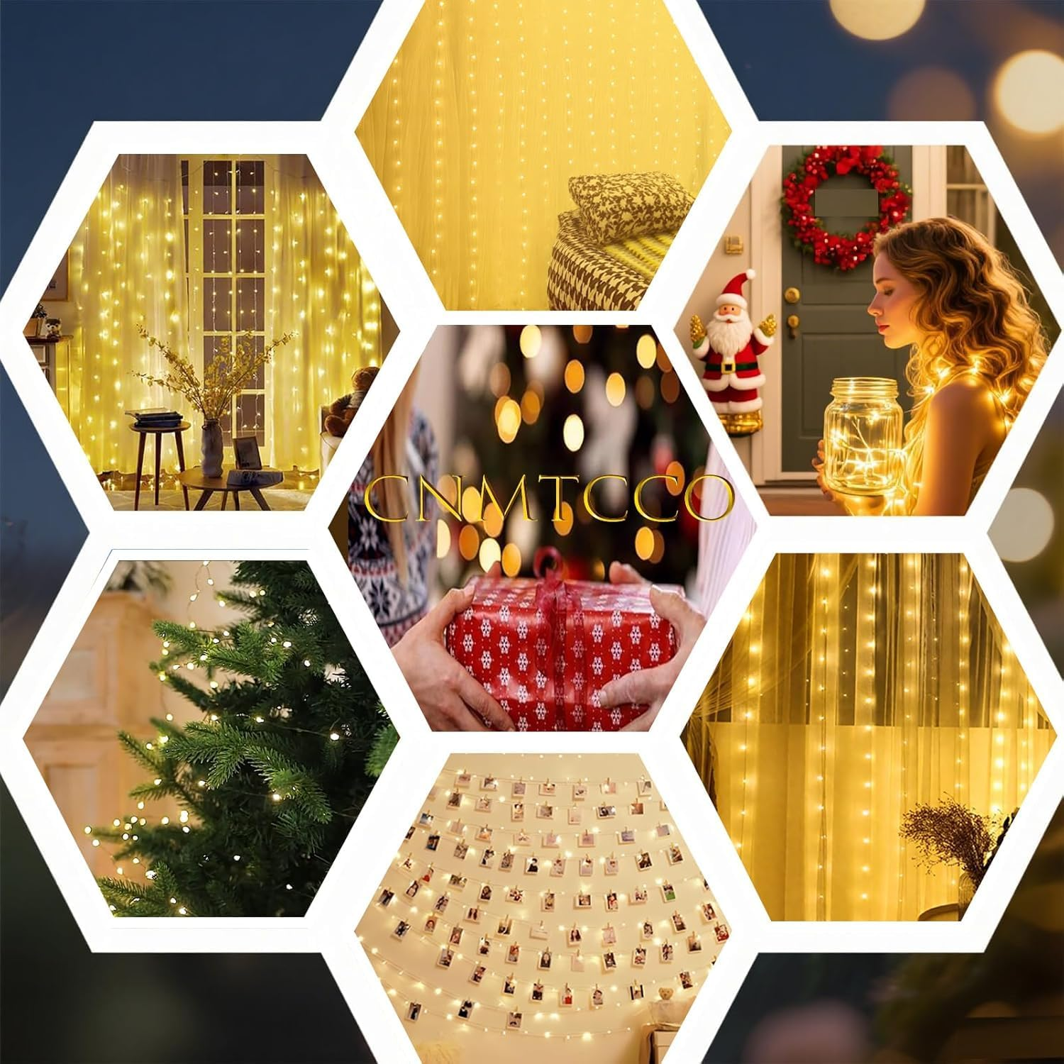 Fairy Curtain Lights 2 Pack, 3M&times;3M 300LED Fairy Lights with 8 Modes Remote Control Timer Adjustable Brightness, Curtain Light Plug in for Bedroom, Garden, Party, Wedding, Christmas image number 3