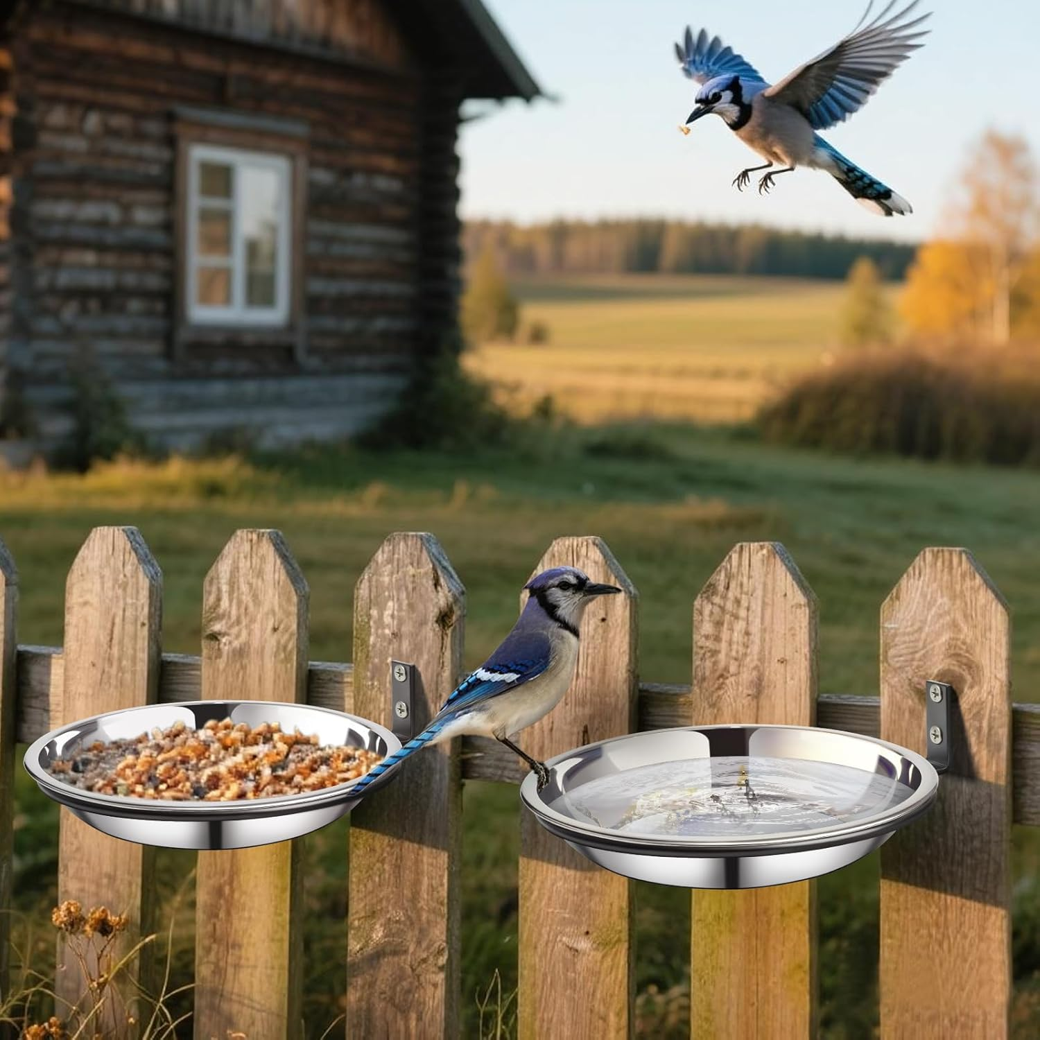 Crow Feeder Tree Mount, Stainless Steel Bird Feeder Tray Outdoor Wildlife Feeder Mount, Sturdy Corn Feeder for Crows and Squirrels &ndash; Perfect for Hunting and Bird Watching (2 Packs) image number 1