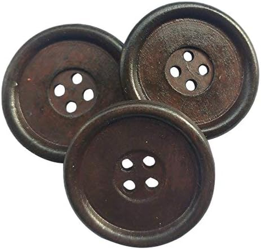 Chenkou Craft 30Pcs Big Size 40Mm 1 1/2" round Wood Buttons 4 Holes Craft Sewing Button (Mix)