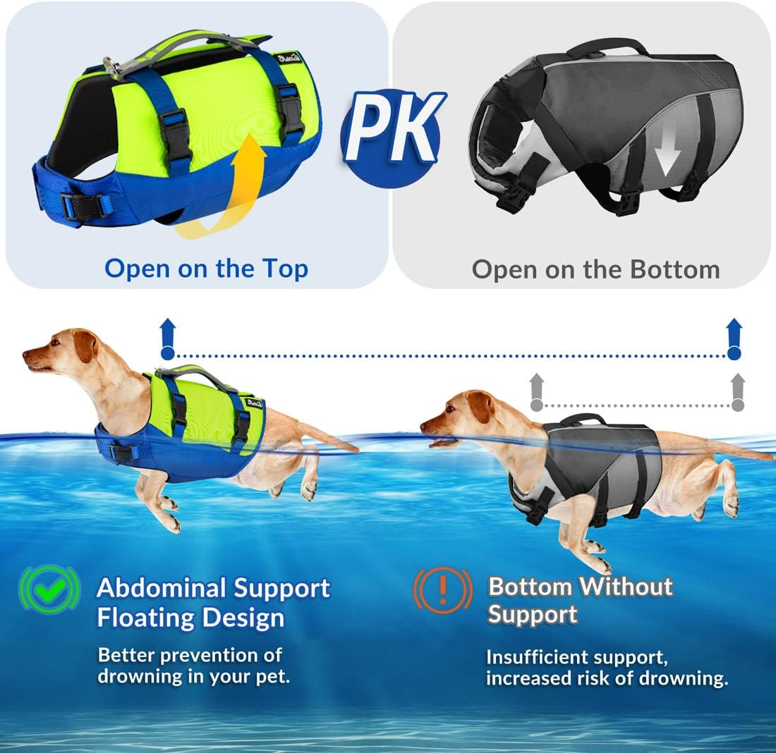 Slowton Dog Life Jacket, Adjustable Dog Life Vest with Reflective Rescue Handle, Pet Safety Flotation Vest for Swimming Boating Pool Beach image number 7