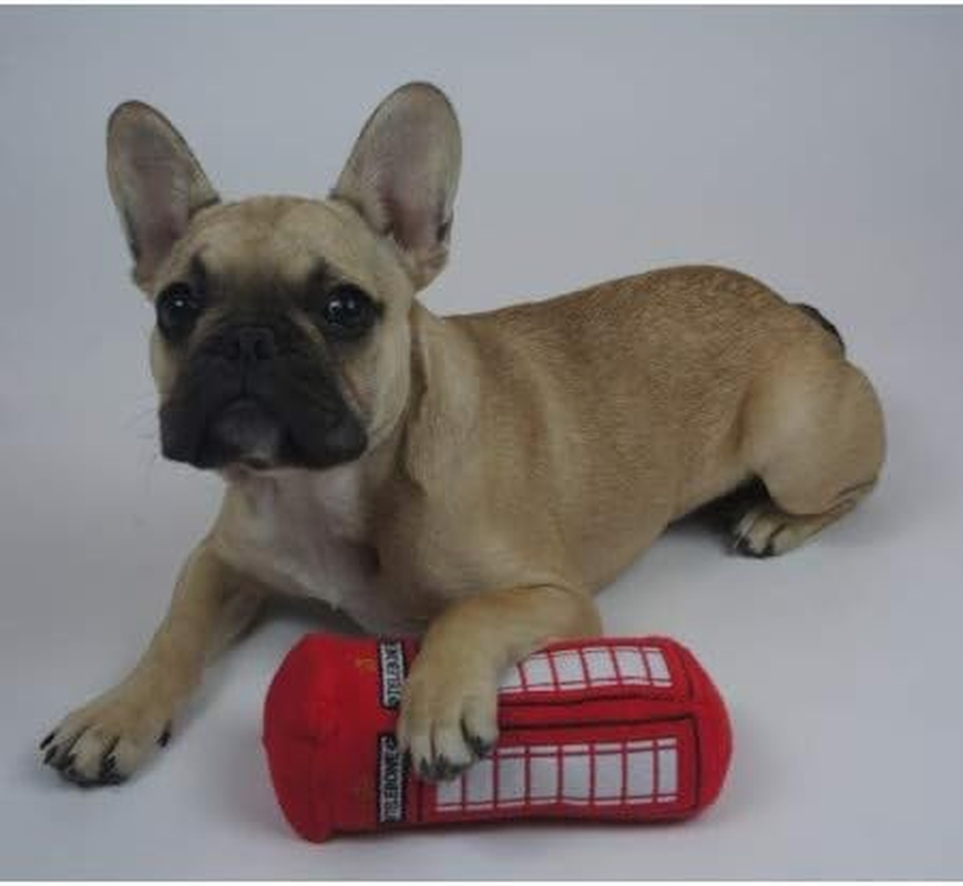Petlondon British Red Telephone Box Plush Dog and Puppy Toy 6" with Squeaker, Cute Fun London Landmark Telebone UK Dog Interactive Toy