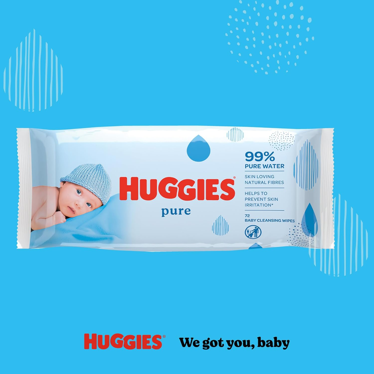 Huggies Pure Unscented Baby Wipes (Pack of 56)
