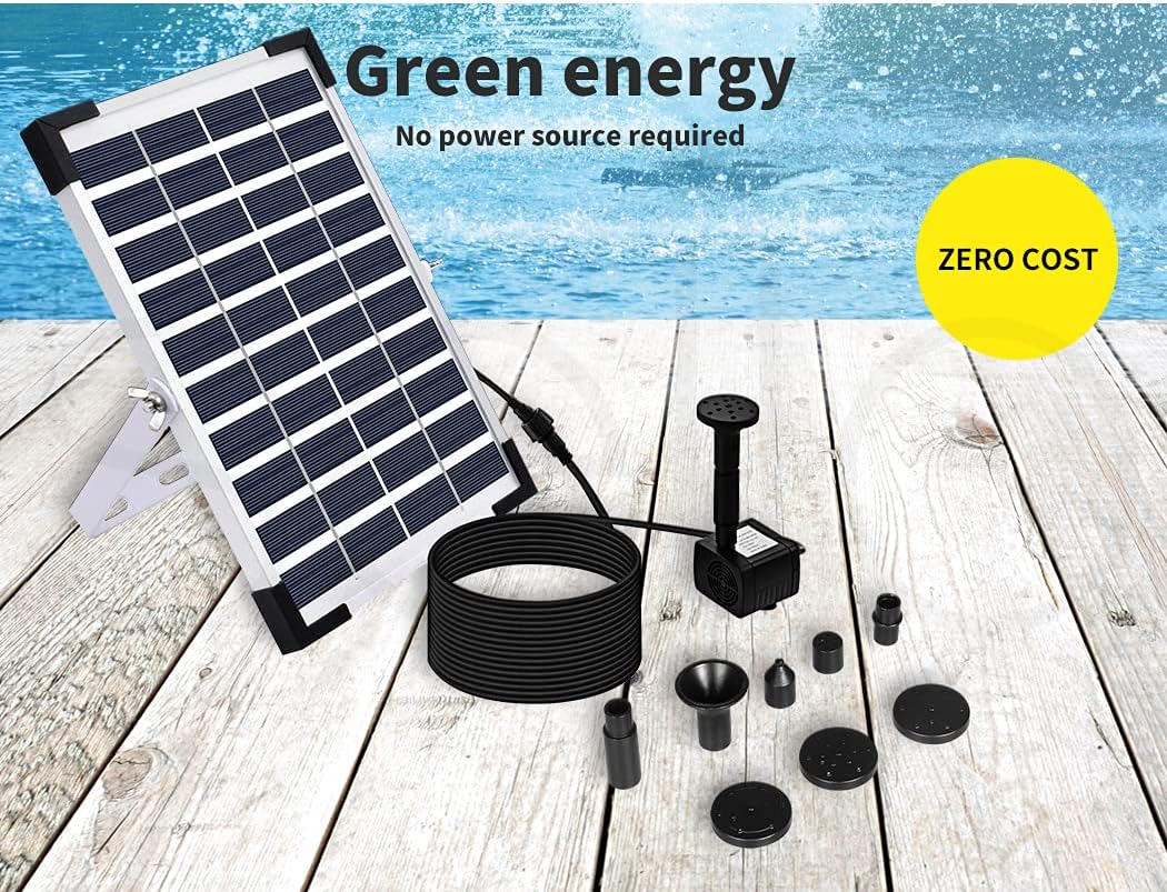 5W 380L/H Solar Powered Fountain Outdoor Fountains Submersible Water Pump Pond Garden Bird Bath image number 6