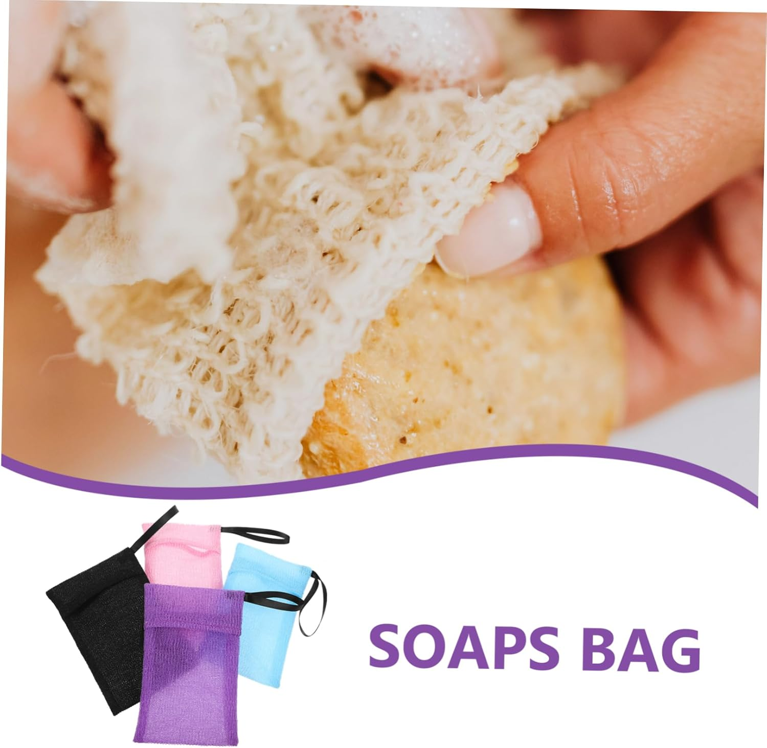 BIUDECO 4Pcs Shower Bag Soap Pouches for Bar Soap Shampoo Bar Bag Exfoliating Hanging Design image number 1