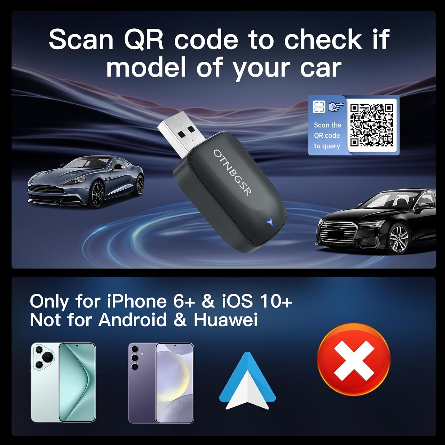 Wireless Carplay Adapter for Apple Iphone - Multi-User Seamless Connection, Plug and Play, Convert Wired to Wireless Car Play, with Extension Cable USB & Usb-C/Type-C, Ios 10+ image number 5