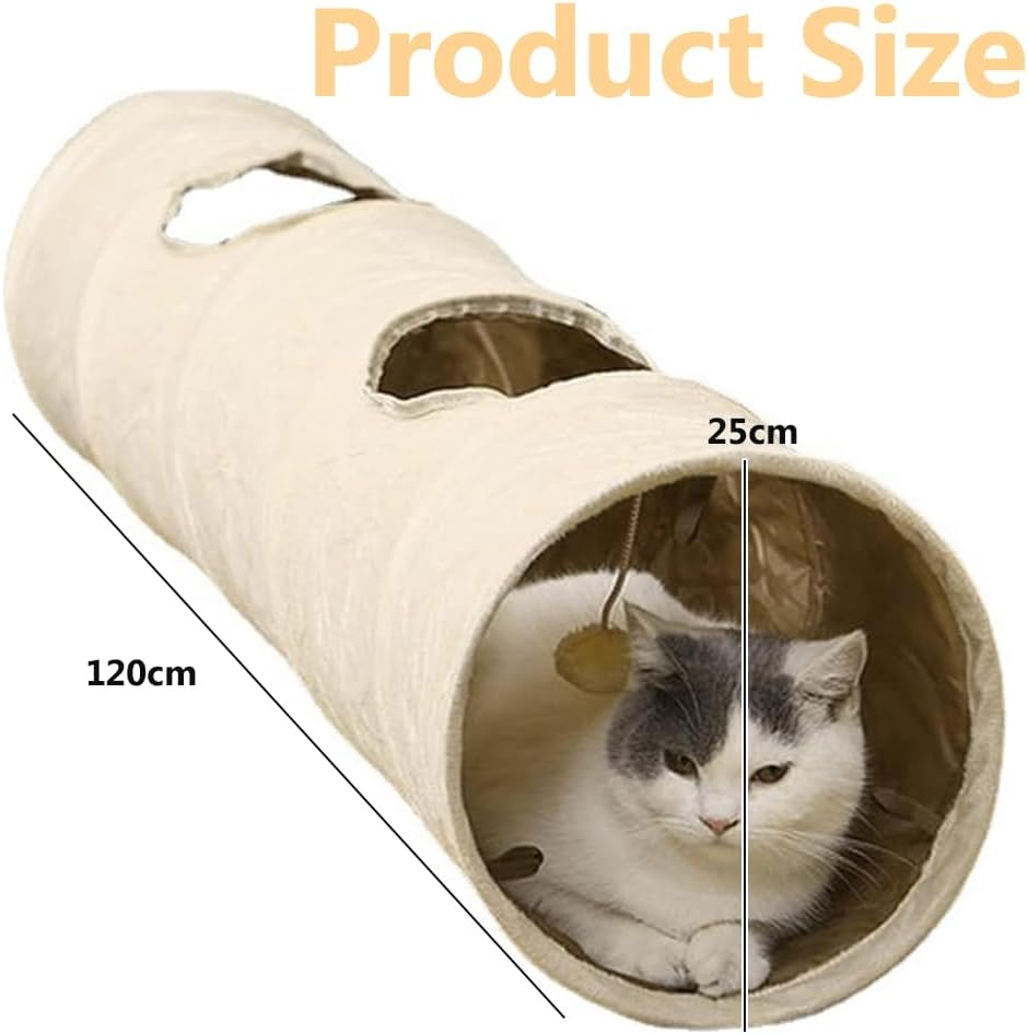 Kitten Tunnel,Cat Tunnel,Collapsible Kitty Interactive Tool,Foldable Cat Tube, for Indoor Cats,Oxford Cloth Warm,Tube- for Cat, Puppy, Rabbit,Let Kitten Experience Self Entertainment image number 6