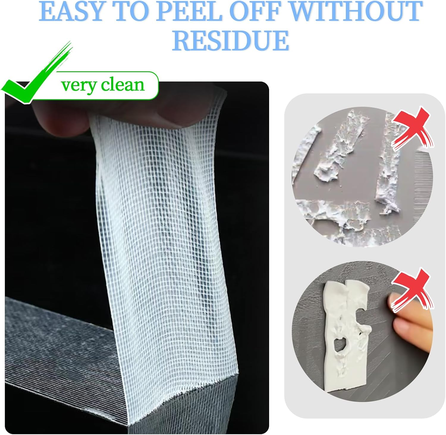 Double Sided Tape Heavy Duty 65Ft, High Tack Strong Wall Adhesive Tape with Fiberglass Mesh, Removable Sticky Double Sided Mounting Type for Rugs, Carpets, Pictures and Art Crafts (2Inch X 65Ft) image number 4