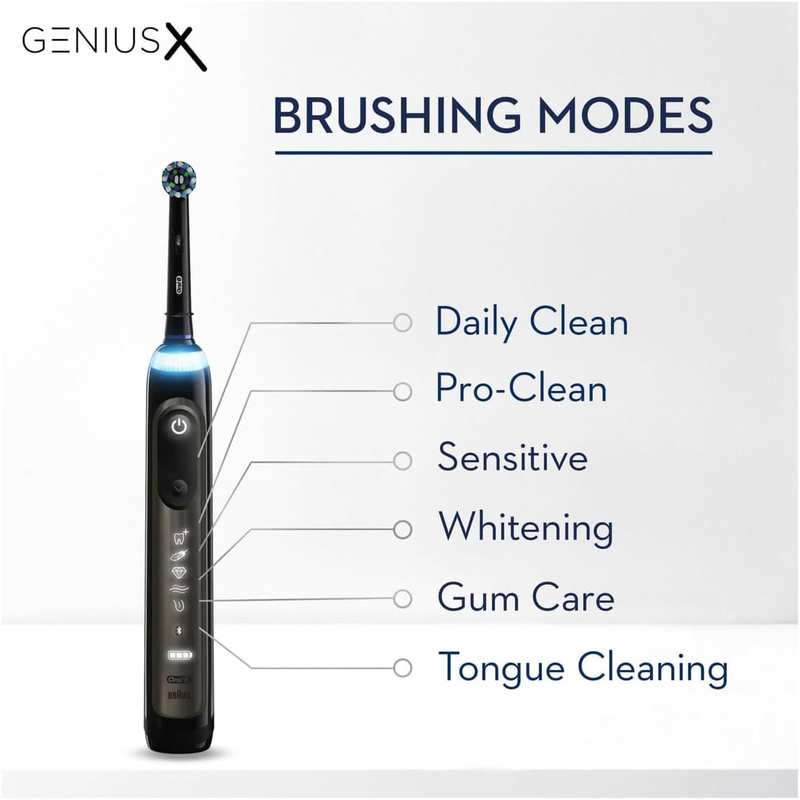 Oral-B Genius X Deep Clean Electric Toothbrush with Travel Case & Multivoltage Charger, Black image number 3
