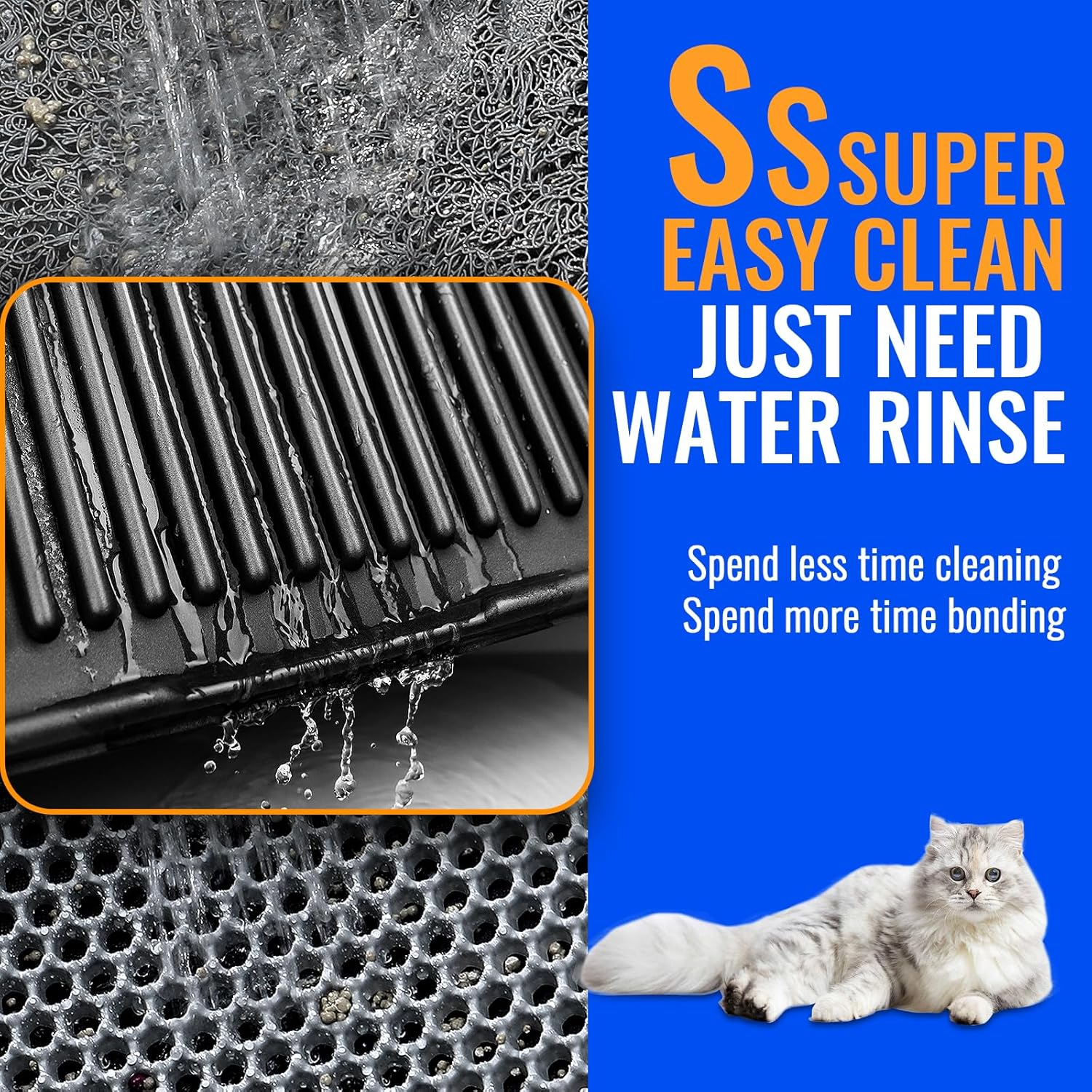 Petnova Easy Clean Litter Mat: Waterproof Single Layer Large Cat Litter Trapping Mat - anti Tracking Kitty Litter Mat Catcher for Floor - Durable Litter Mat Resists Scratching (Black, 31&rdquo;X24&rdquo;) image number 1