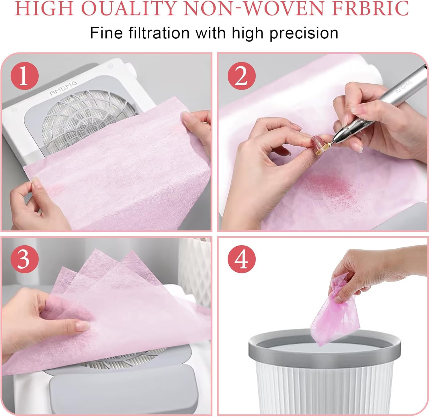 200 Sheets Nail Dust Collector Filter Paper Disposable Nail Dust Filters Sheets for Most of Nail Dust Collector Machine Nail Vacuum Dust Collector Accessories for Nail Salon Spa Tech Supplies (Pink) image number 5