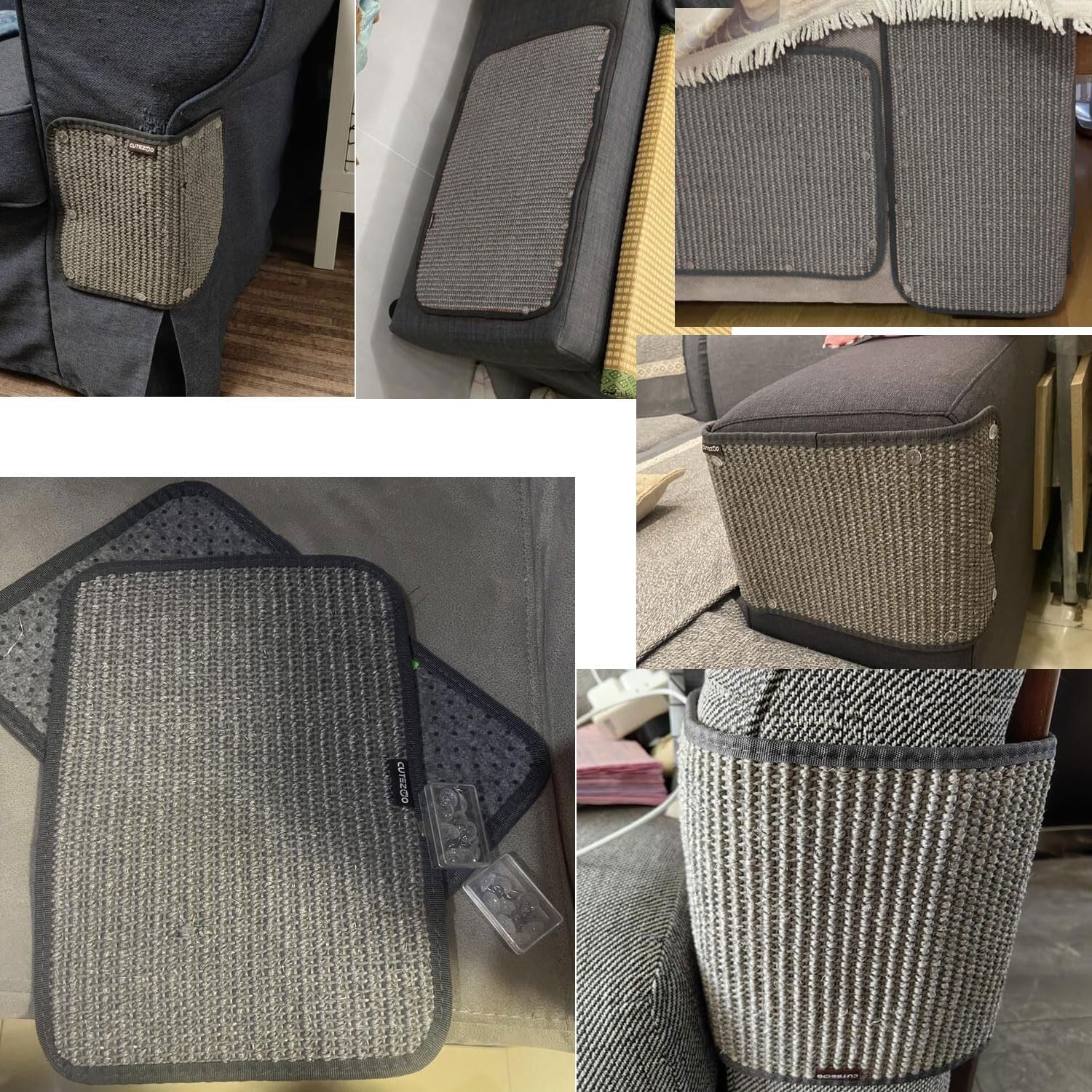 Cat Scratching Pad Natural Sisal Sofa Corner Furniture Protector Scratcher Mats Protecting Carpets and Sofas Couch Corner Furniture Anti-Slip Sisal Cat Repellent Mat for Sofa Bed Desk Legs - 2Pcs-Long White image number 2