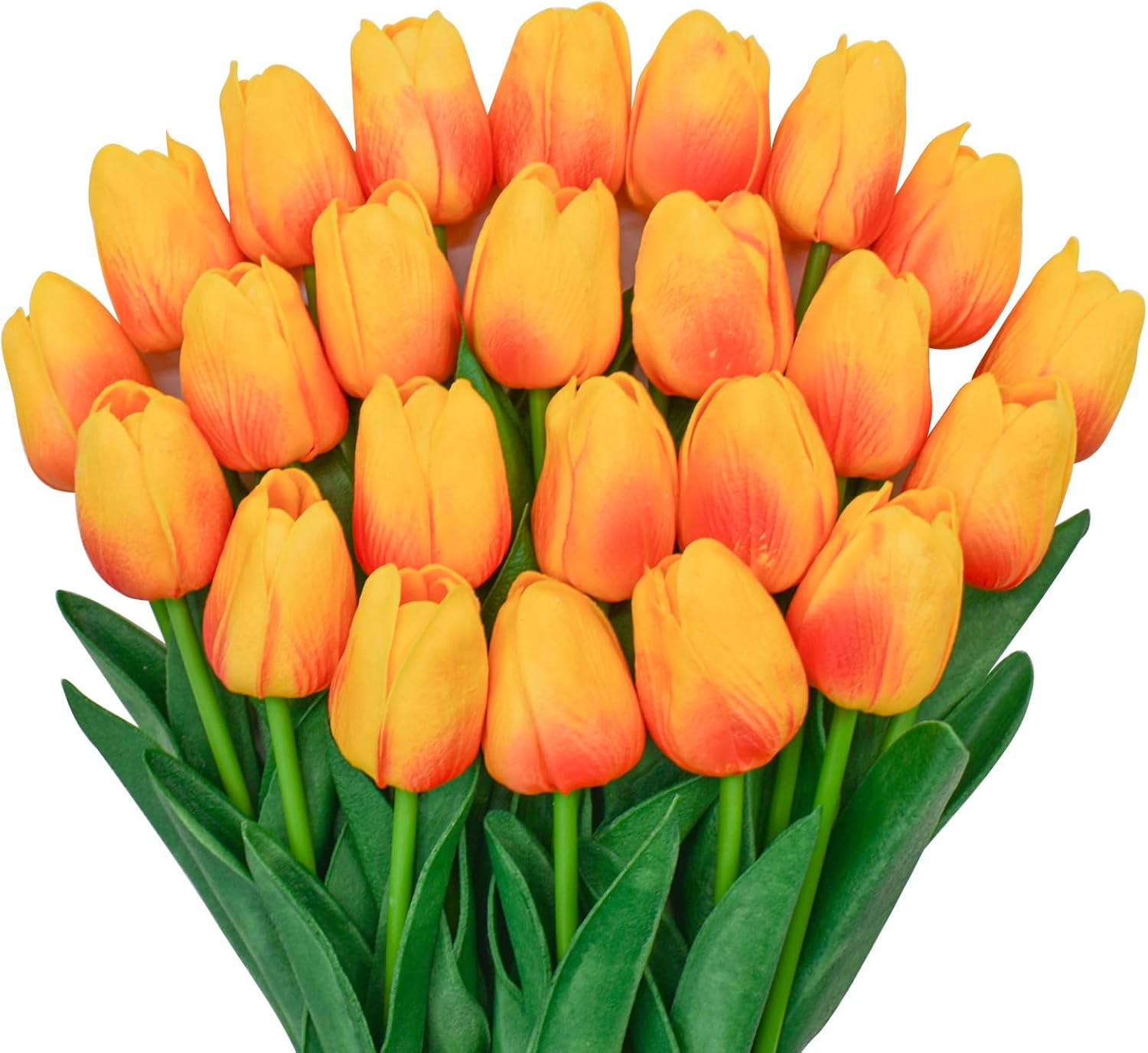 24Pcs Yellow Tulips Artificial Flowers Silk Fake Flowers 13In Real Touch Tulips Flower for Spring Mothers Day Easter Home Kitchen Wedding Table Decor (Yellow)