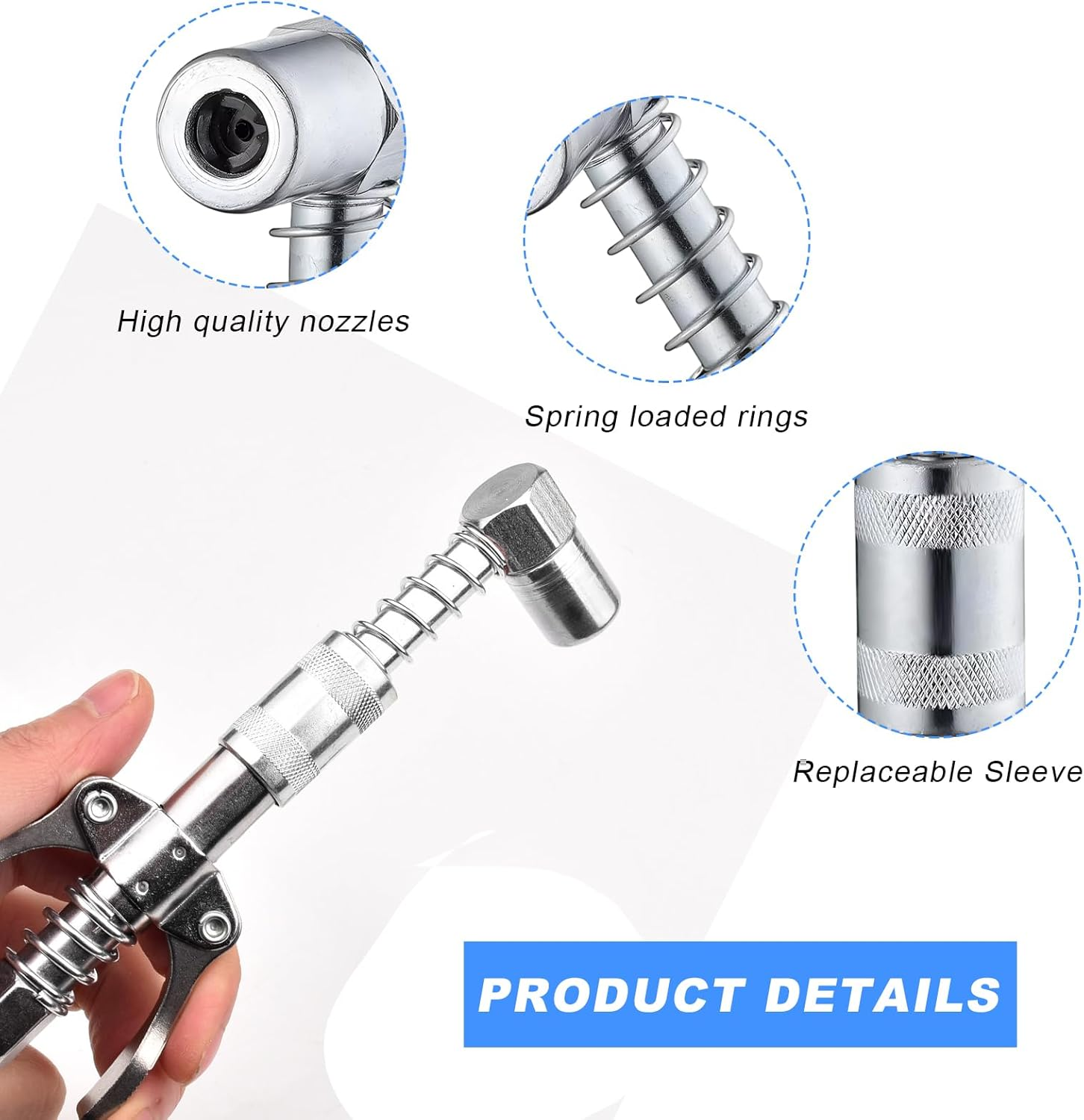 Wevdn 90 Degree Grease Coupler Adapter, Sturdy Steel Grease Coupler Adapter with Sleeves for Tight Spaces, Grease Gun Lubrication Tool for Car Farm Truck Industrial Use (Big Sleeve)