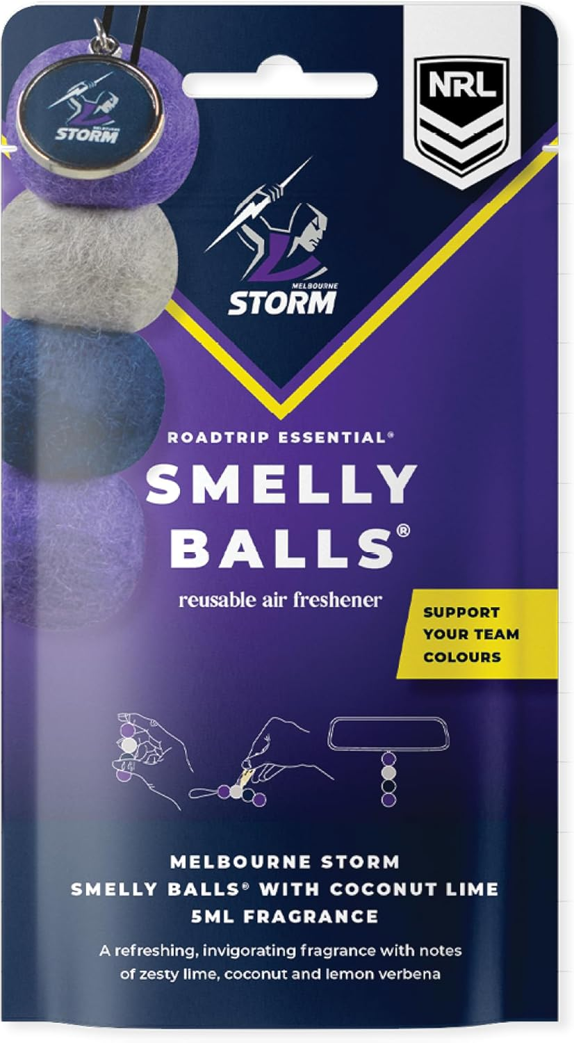 Smelly Balls Melbourne Storm Reusable Car Air Freshener Set image number 1