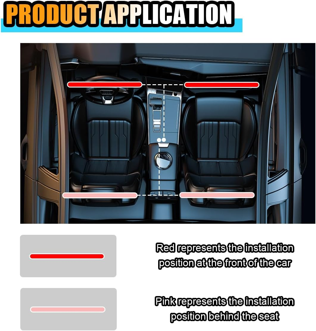 Universal Car LED Strip Light, Cigarette Lighter Auto Interior Decorative Lamp, 12V under Dash Ambient Night Light, 24 Leds RGB Neon Interior Atmosphere Lights for Car SUV (Blue, Cigar Lighter) image number 3