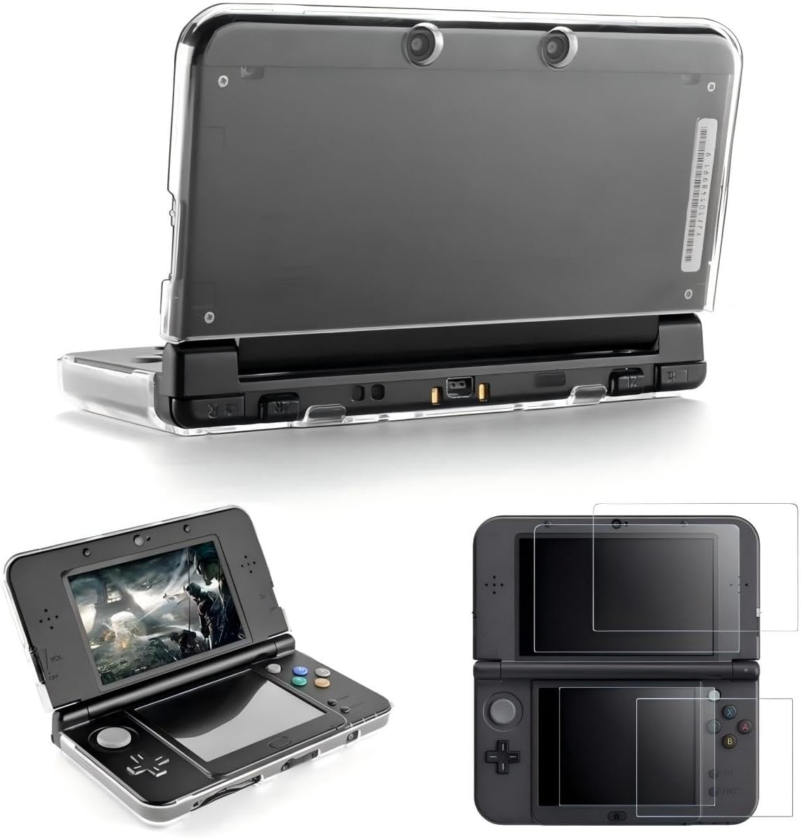 Hard Case Compatible with New Nintendo 3DS XL LL 2015 with 2 Packs Screen Protector,Ultra Clear Crystal Transparent Hard Case,Tempered Glass for Top Screen and HD Clear Crystal PET Film image number 6