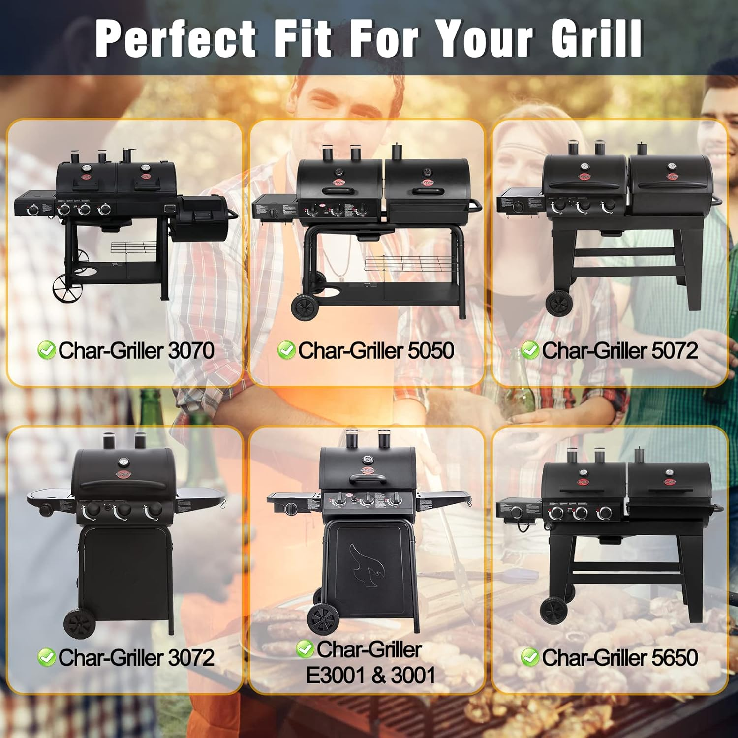 Adviace Heat Plates Replacement Parts for Char Griller 5050 5650 3001 E3001 3072 5072 3070 Grills, 3-Pack Stainless Steel Flame Shields for Chargriller 5050 5650 Char Griller 100001 Replacement Part image number 3