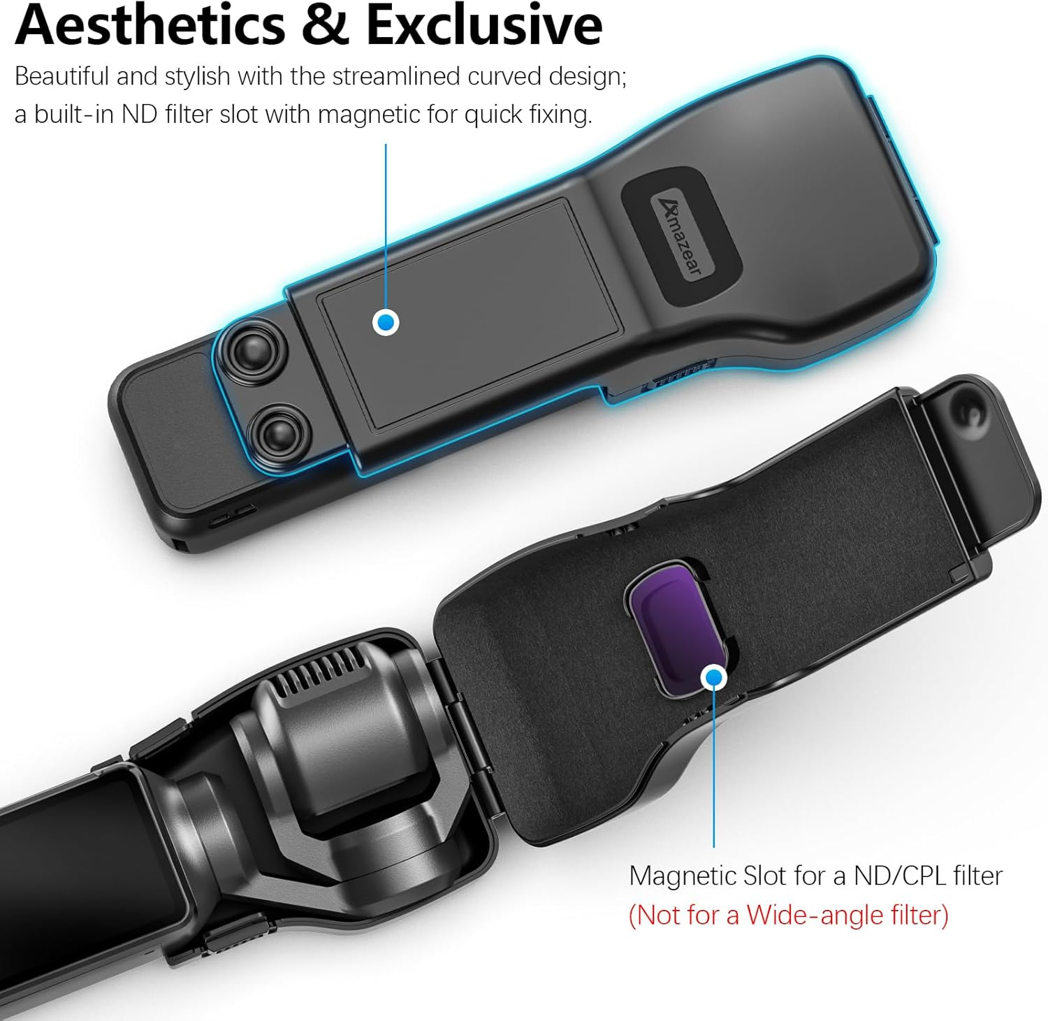 AMAZEAR Gimbal Screen Protective Cover for DJI Osmo Pocket 3 Accessories,Dji Pocket3 Camera Lens Cap Hard Case with Soft Lining, Compact Design, Quick Open/Close, Black image number 2