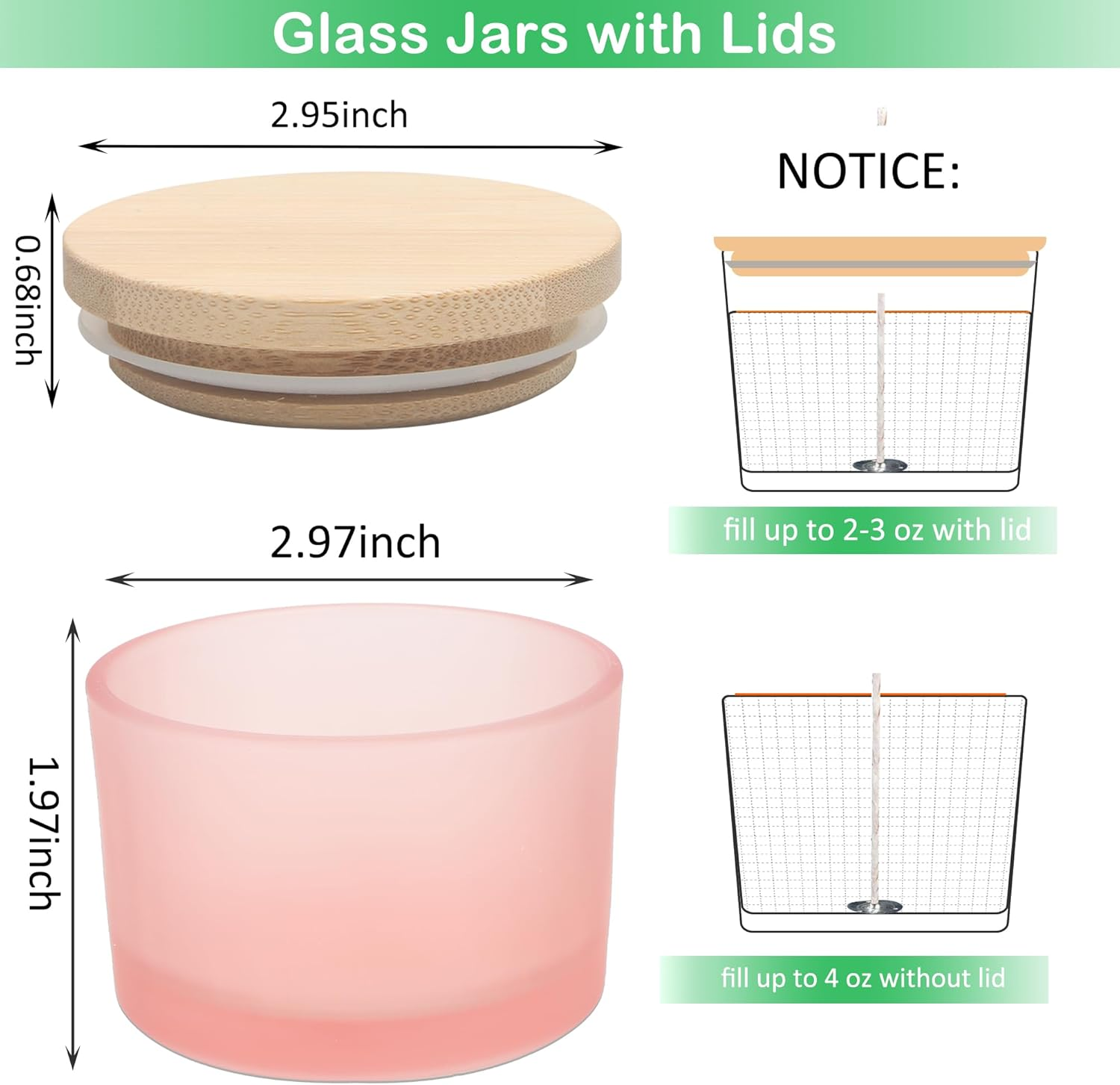 MILIVIXAY 20 Pack 4 OZ Matte Pink Glass Candle Jars with Lids and Candle Making Kits - Bulk Wide Mouth Small Empty Candle Jars for Making Candles - Spice, Powder Containers. image number 2