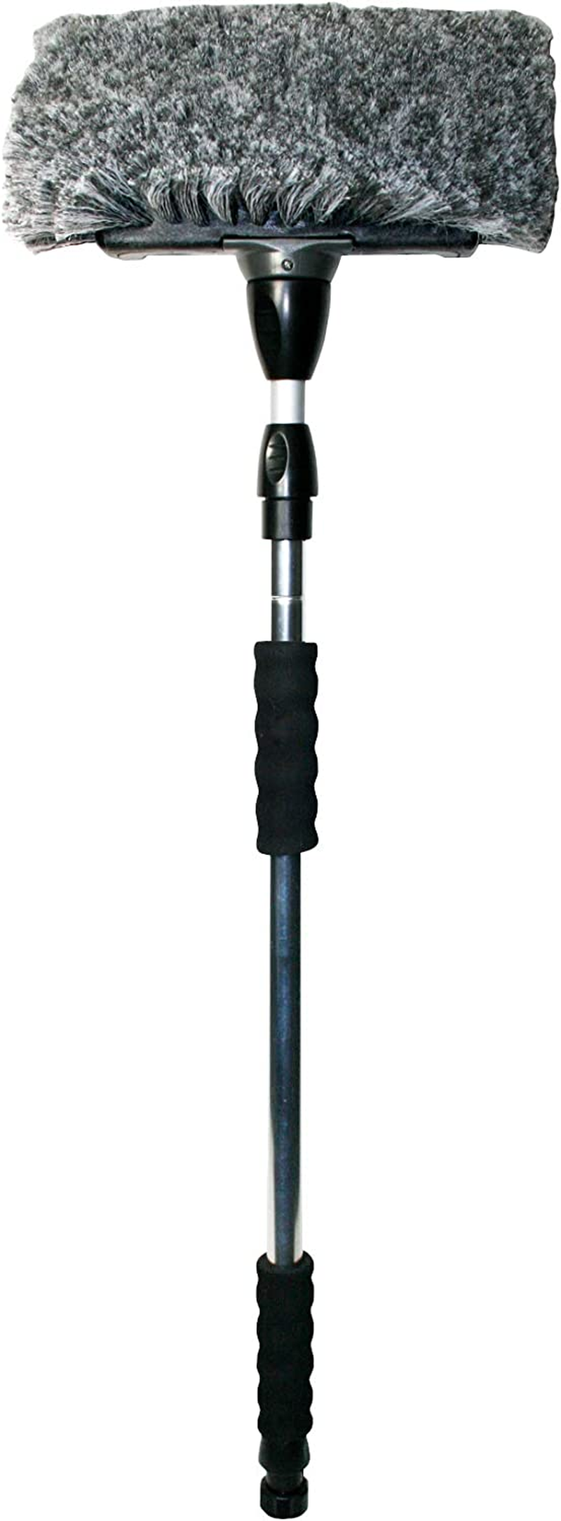 93977 Flow-Thru 10" Quad Power Wash Soap Mixing Brush with 55" Aluminum Extension Pole, Black image number 3
