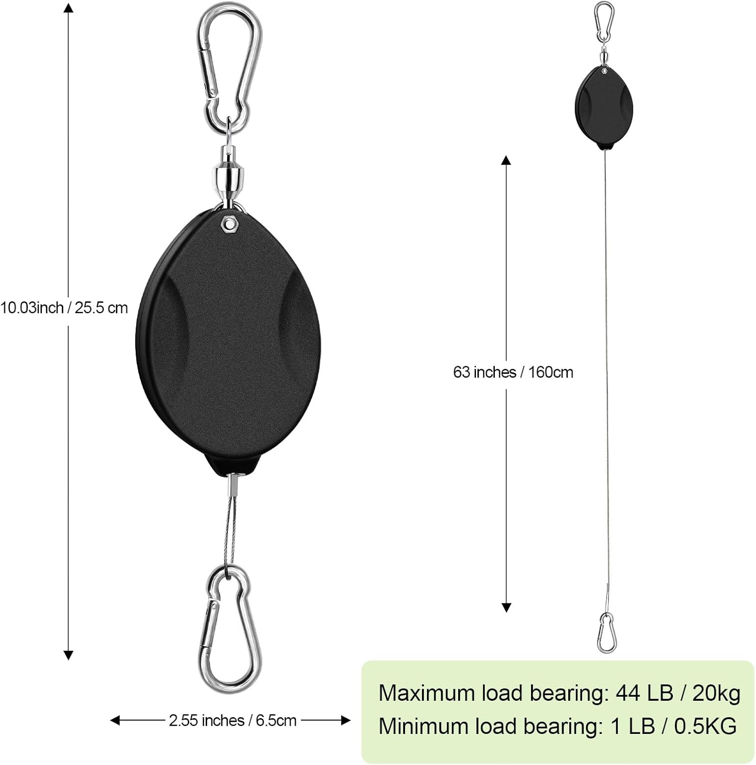 ZUZUAN 2 Pack 2024 Upgraded Heavy Duty Retractable Plant Hanger，Plant Pulleys for Hanging Plants,Easy to Raise and Lower,Auto Lock,Adjustable Hook for Garden Baskets Pots,Birds Feeder,Black - 3Pcs Balck image number 4