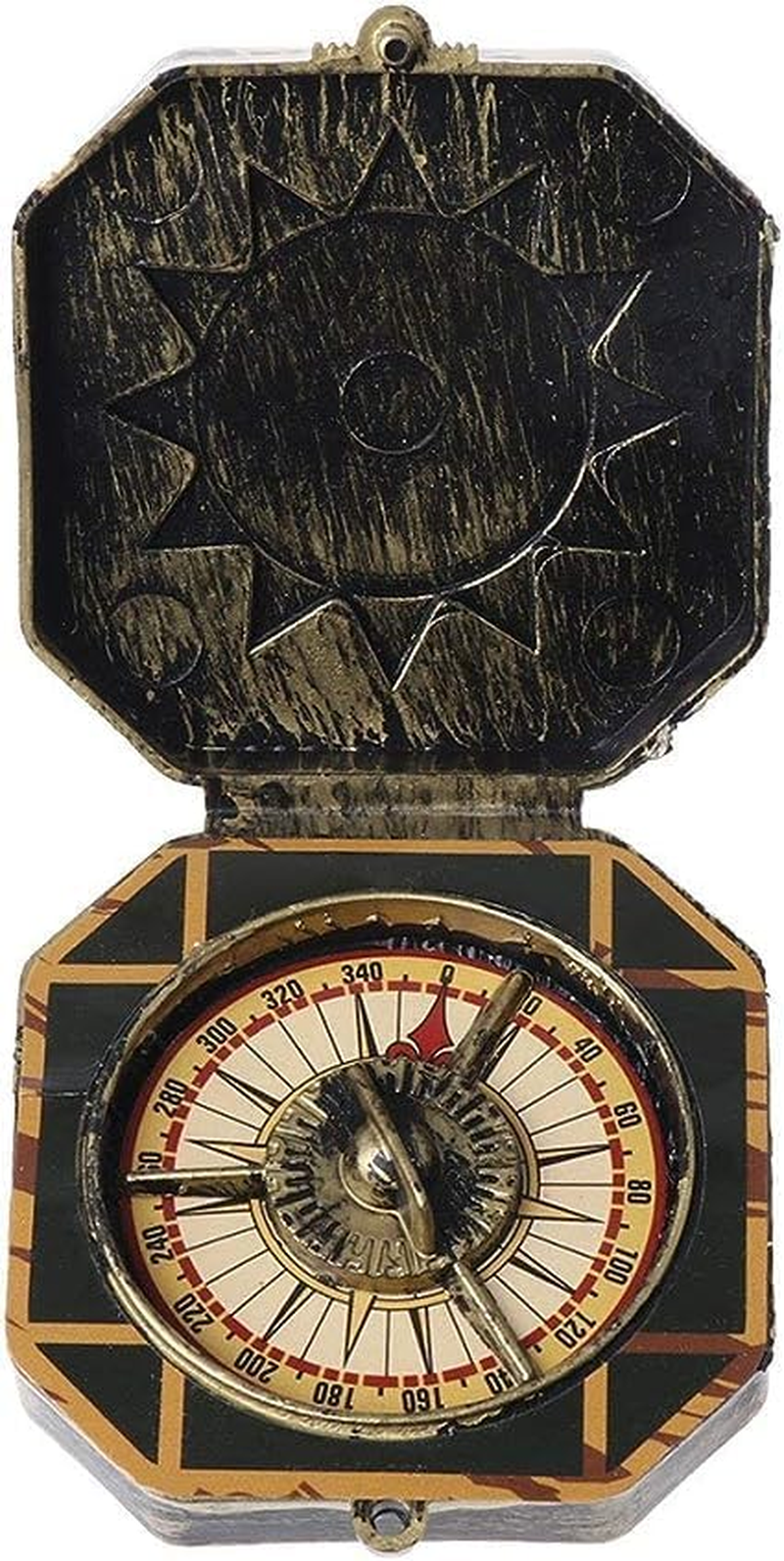 Metallic Compass Ornament, Nautical Compass Pirate Captain Costume Ornament Halloween Party Cosplay Decoration Design Accessories Props,Adult' Costumes image number 2