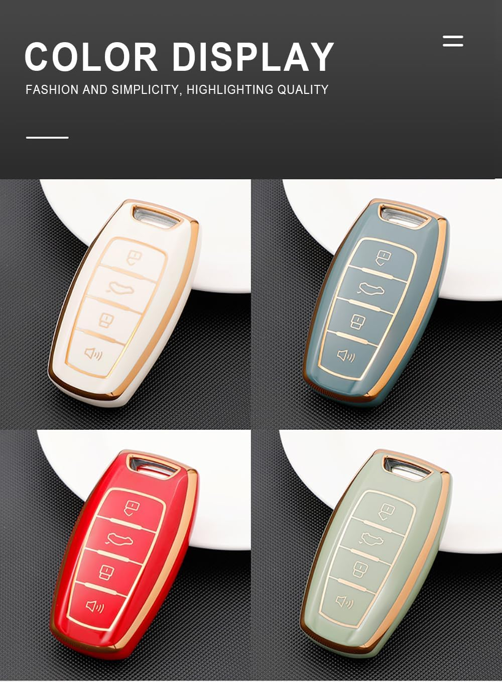 Ontto TPU Car Key Fob Cover Fit for Haval H6 H7 H9 H4 Hover H2S F5 F7 F7X F7H Dargo Jolion GMW Remote Key Case Key Shell Key Holder Keychain Protector Accessories - 3 Buttons-Black image number 6