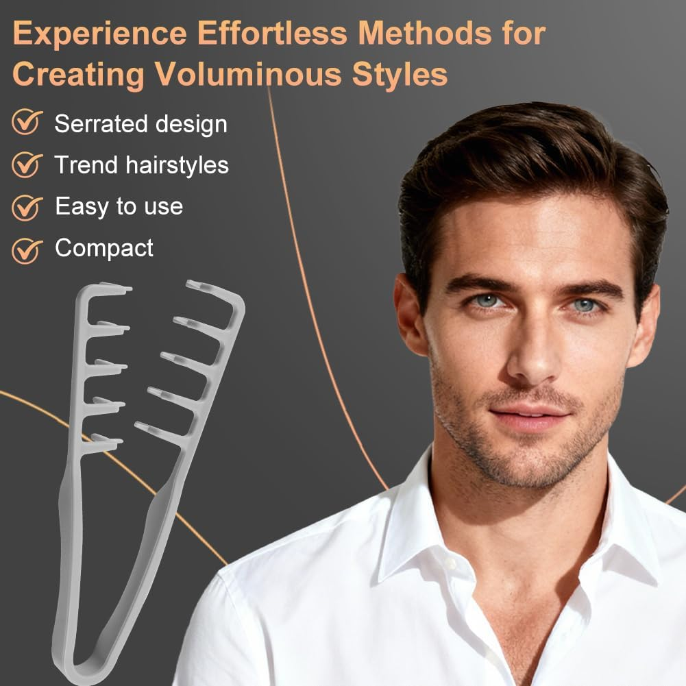 AYBUY Styling Comb, Texture Comb with Wide Teeth, Volume Curl Comb, Natural Curls Hair Comb, Structure Comb, Styling Comb with Texture Comb for Bangs, Seam Grooming, Seam Care (Grey) image number 1