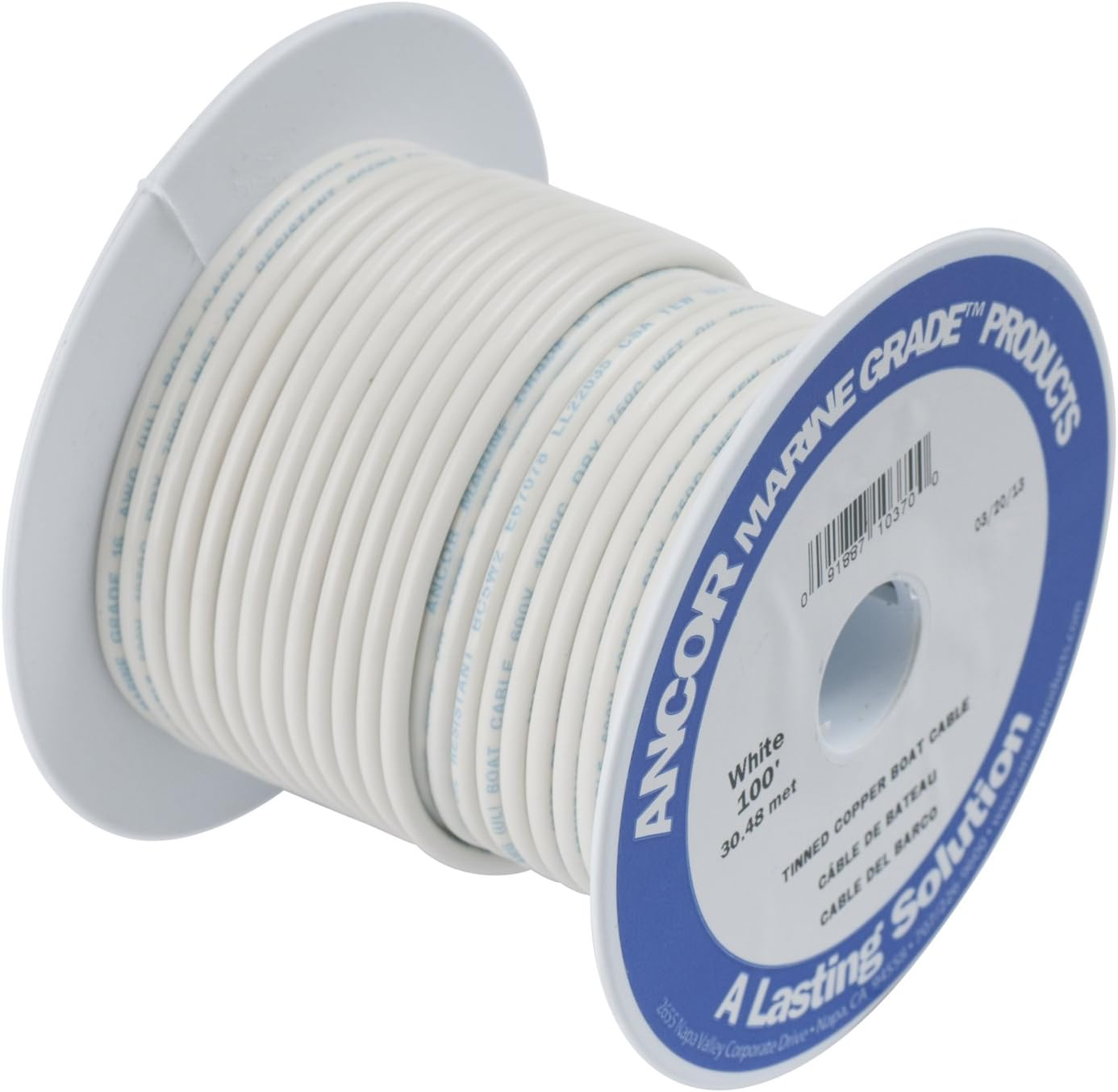 Ancor Marine Grade Primary Wire and Battery Cable - 25 Feet, White, 6 Awg