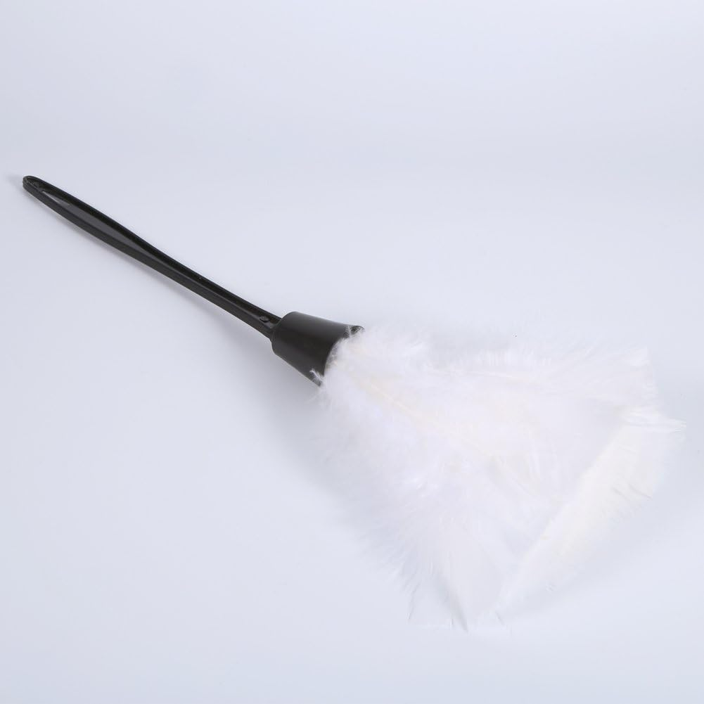 Uadme Duster with Turkey Feathers, White, Soft Turkey Feather Dust Brush with Black Handle, Cleaning Tools for Home Furniture and Cars image number 4